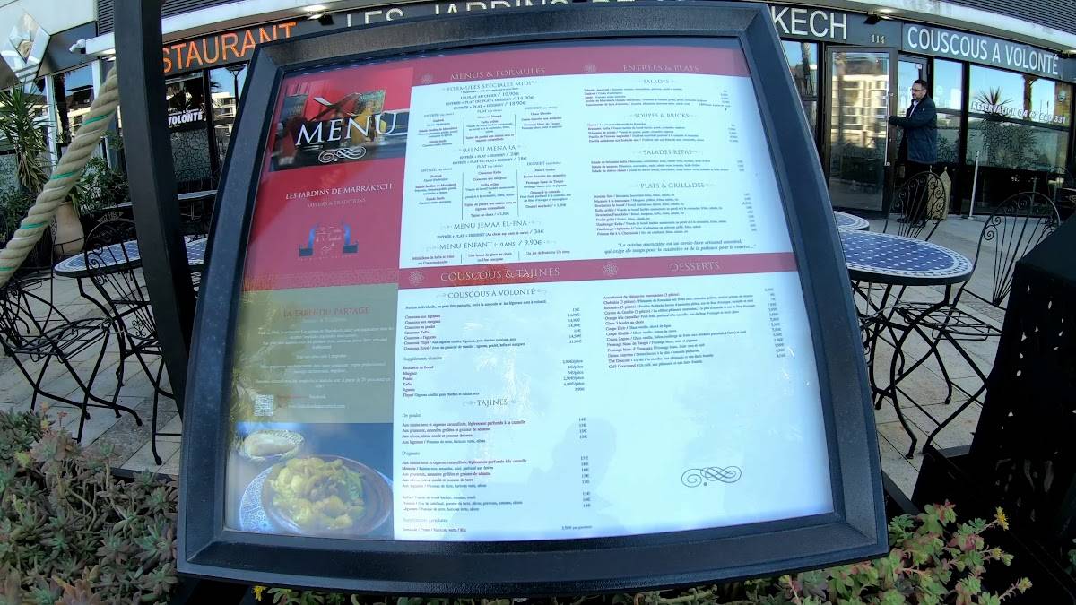 Menu au Les Jardins de Marrakech restaurant, Montpellier