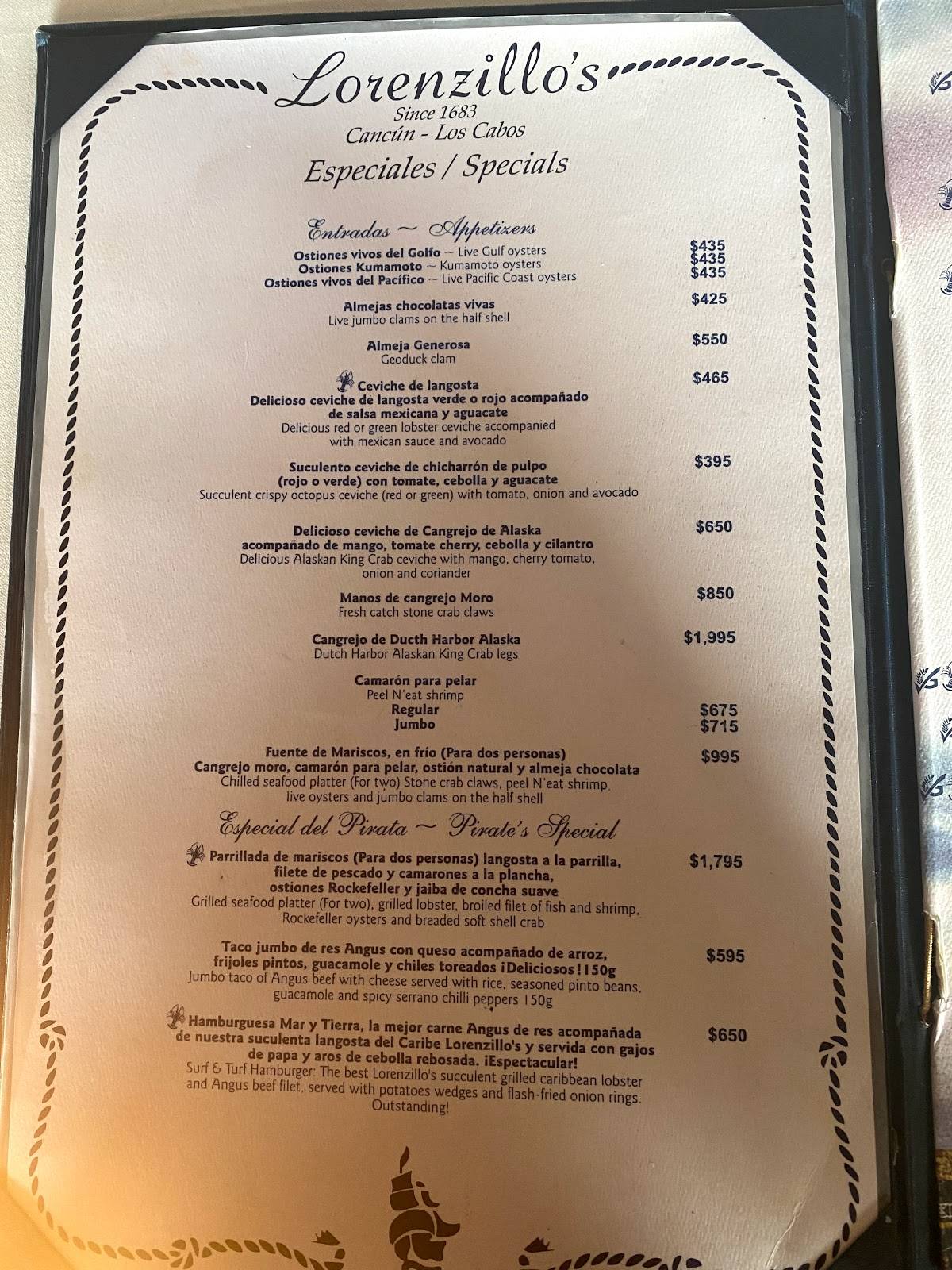 lorenzillos cancun menu prices