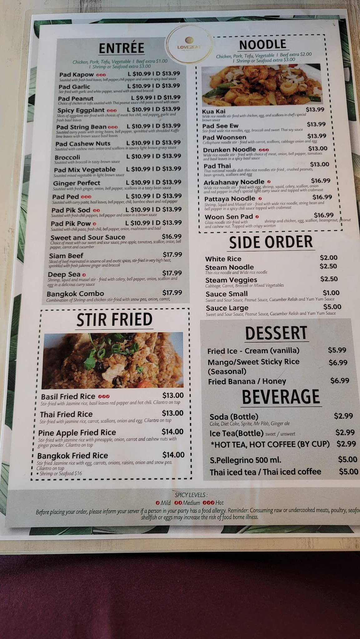 Menu at Love2Eat Thai Crozet restaurant, Crozet