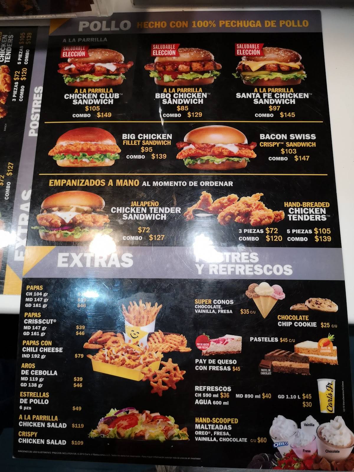 Carta Del Restaurante Carls Jr Ciudad Del México Equipamiento