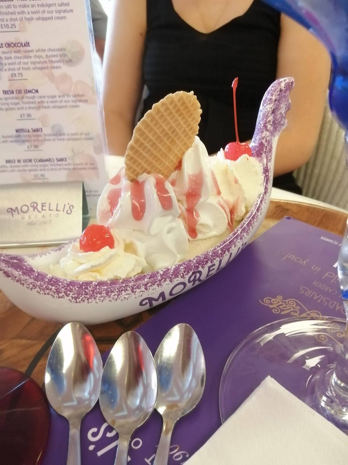 Menu at Morelli's Gelato cafe, Broadstairs