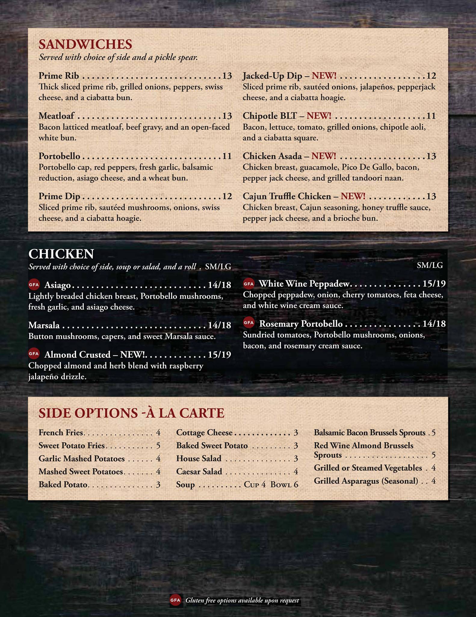Menu at O'Hares pub & bar, Brookings