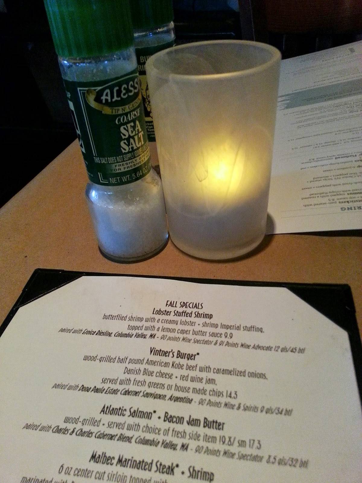 Menu at Bonefish Grill restaurant, Ocala