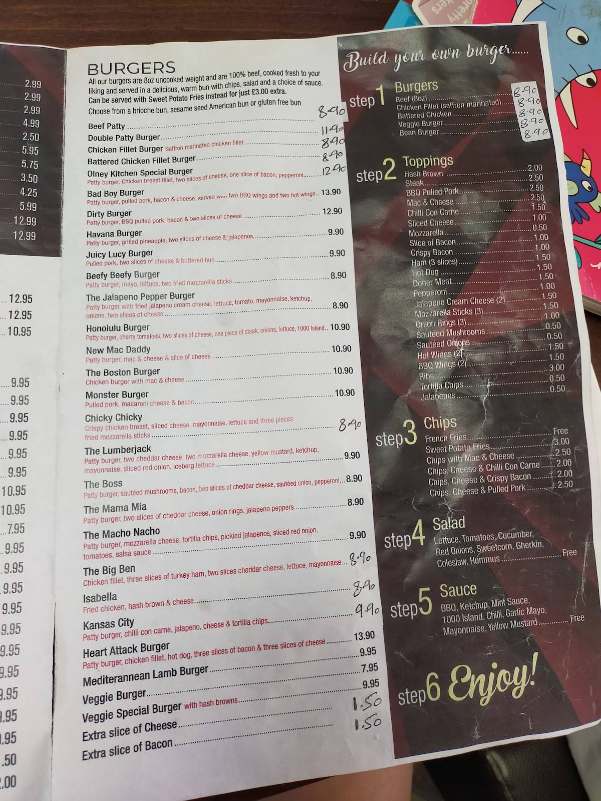 Menu at Olney Kitchen restaurant, Olney