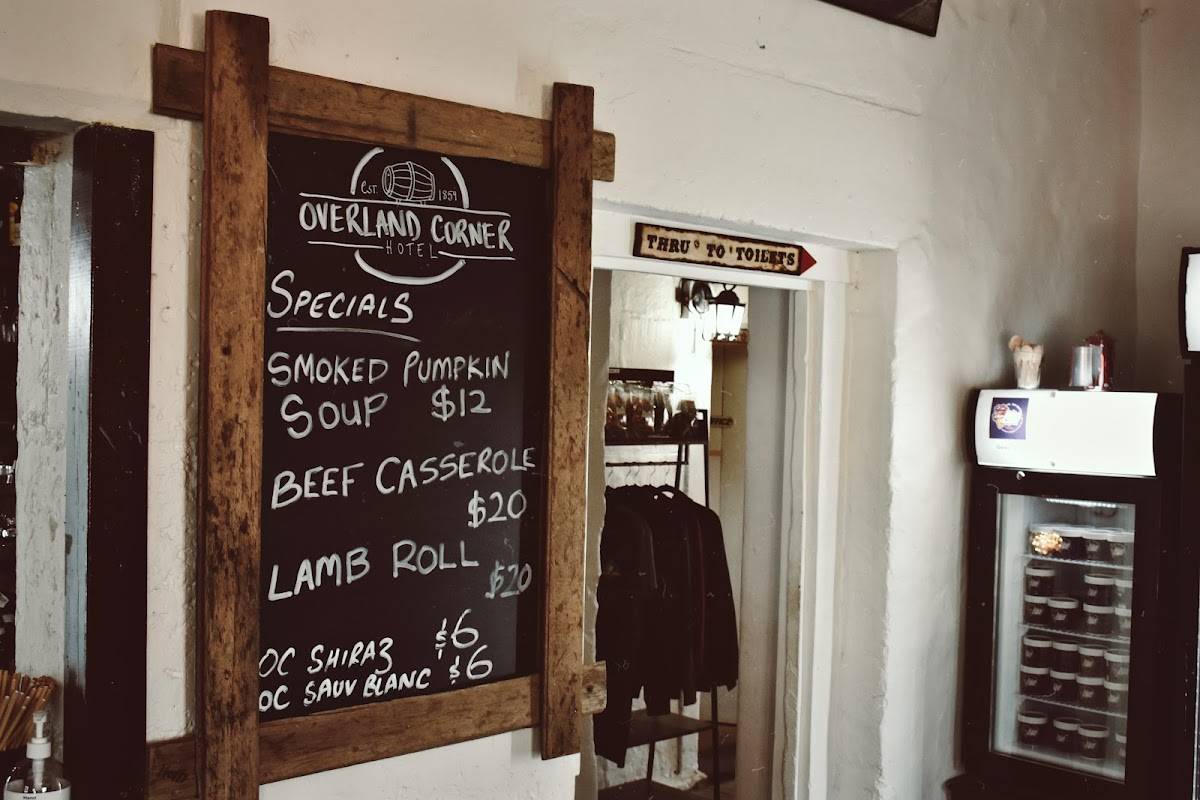 Menu at Overland Corner Hotel pub & bar, Overland Corner