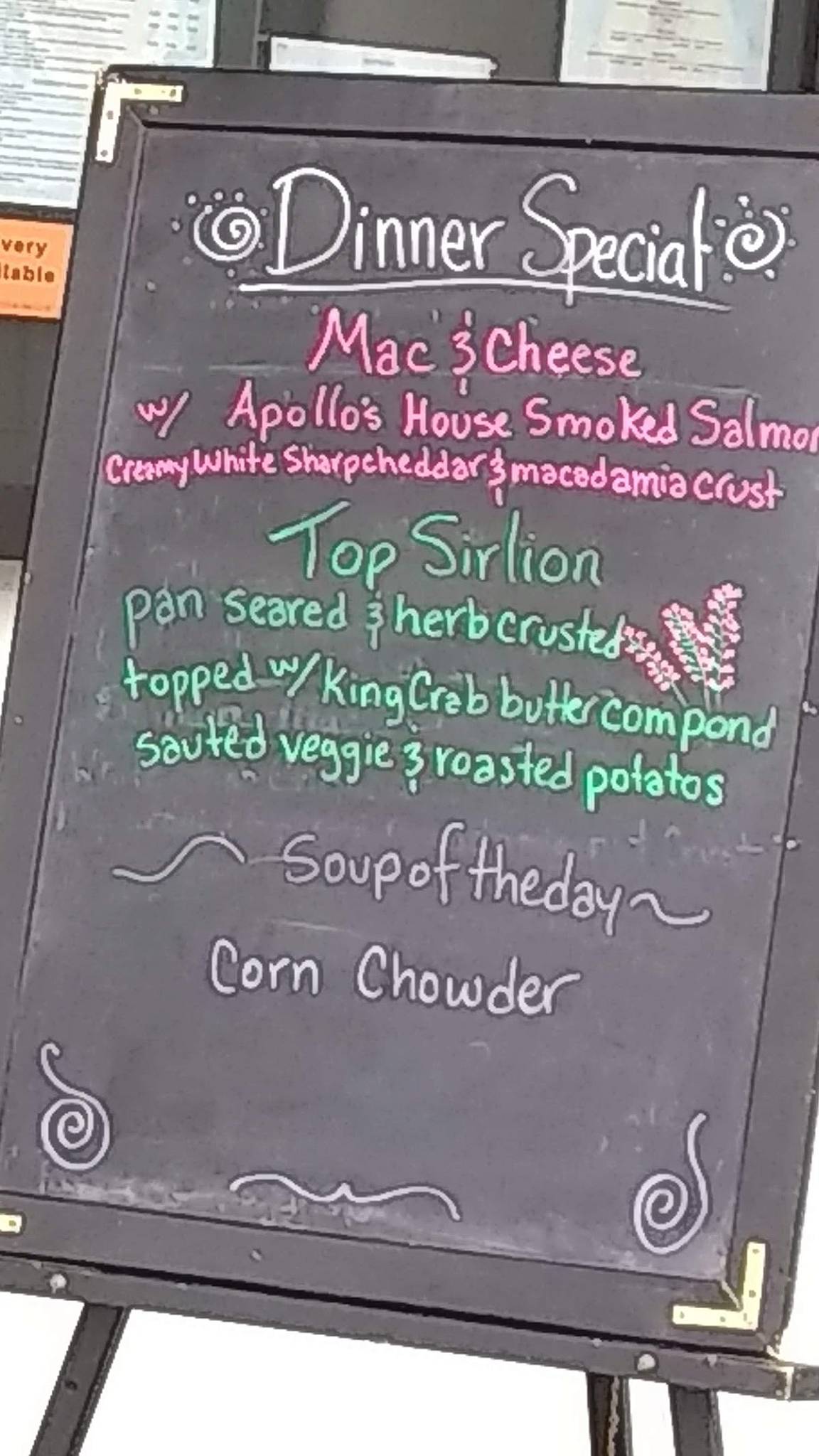 Menu at Apollo Restaurant, Seward