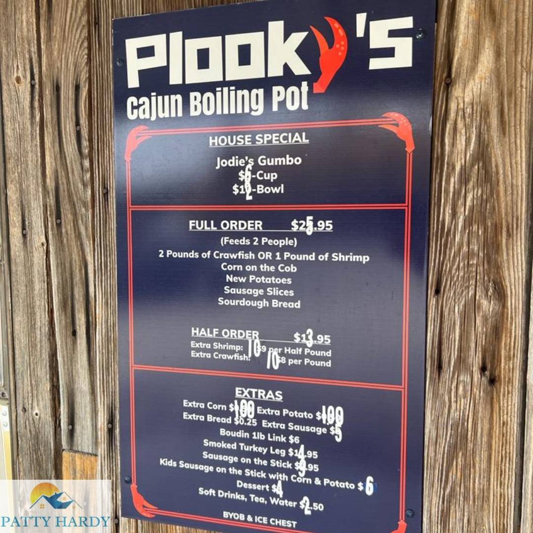 Menu at Plookys Cajun Boilin Pot restaurant, Canyon Lake