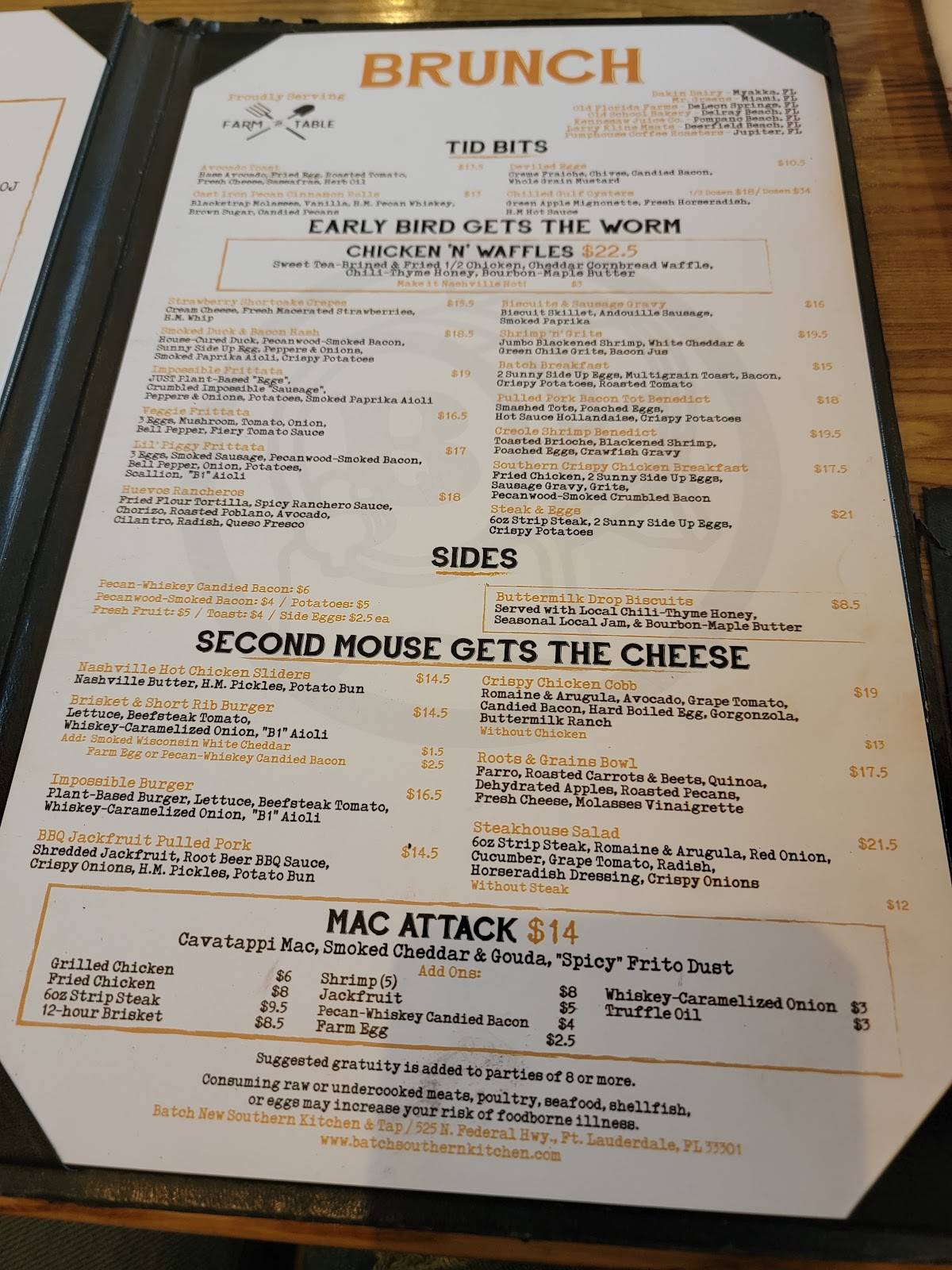 Menu at Batch New Southern Kitchen and Tap Fort Lauderdale pub & bar