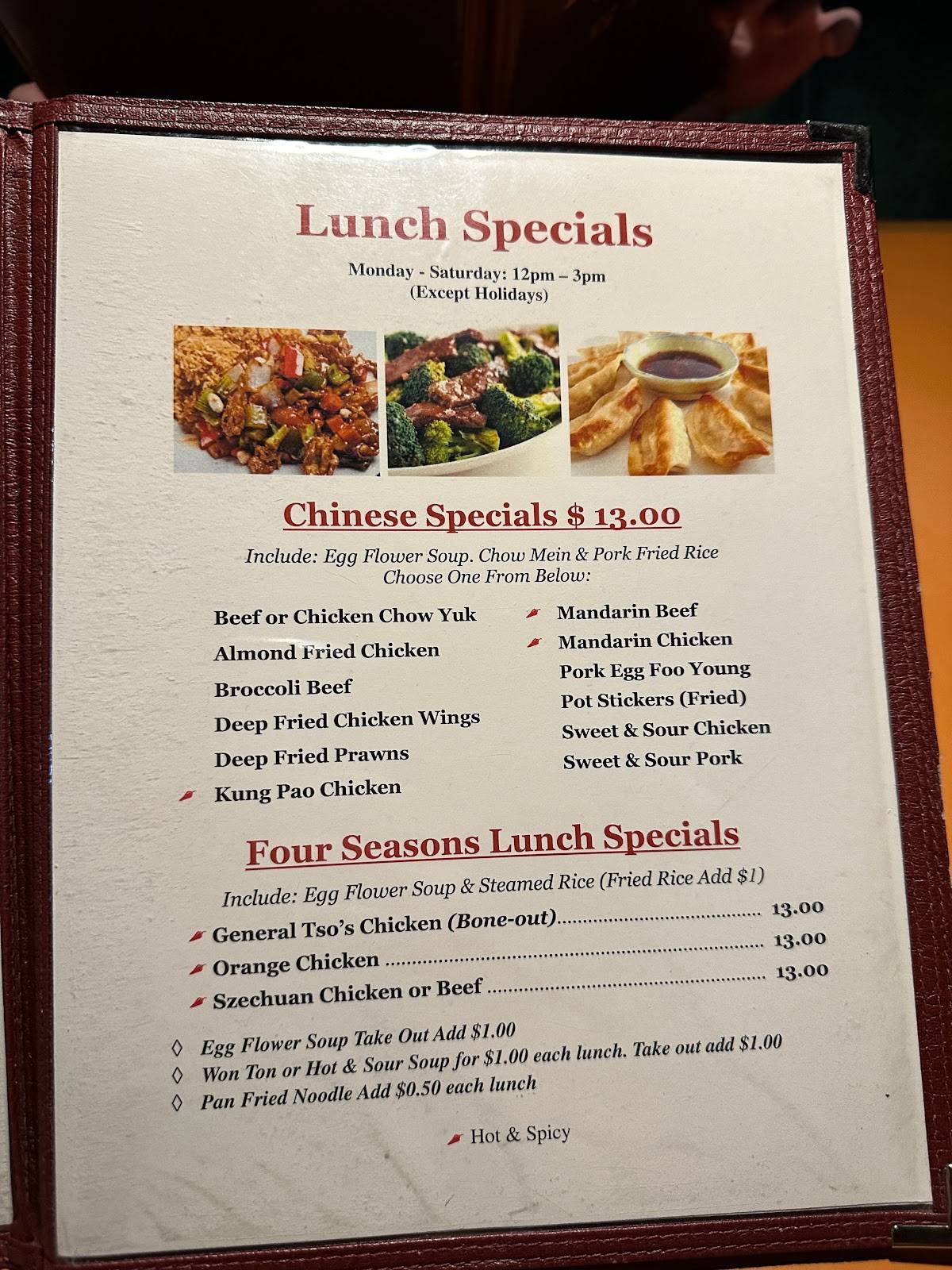 Menu at Four Seasons Chinese Restaurant, Enumclaw