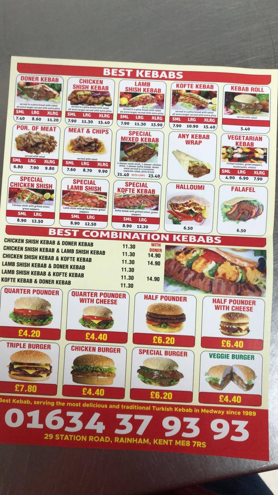 Menu at Rainham Best Kebab fast food, Gillingham