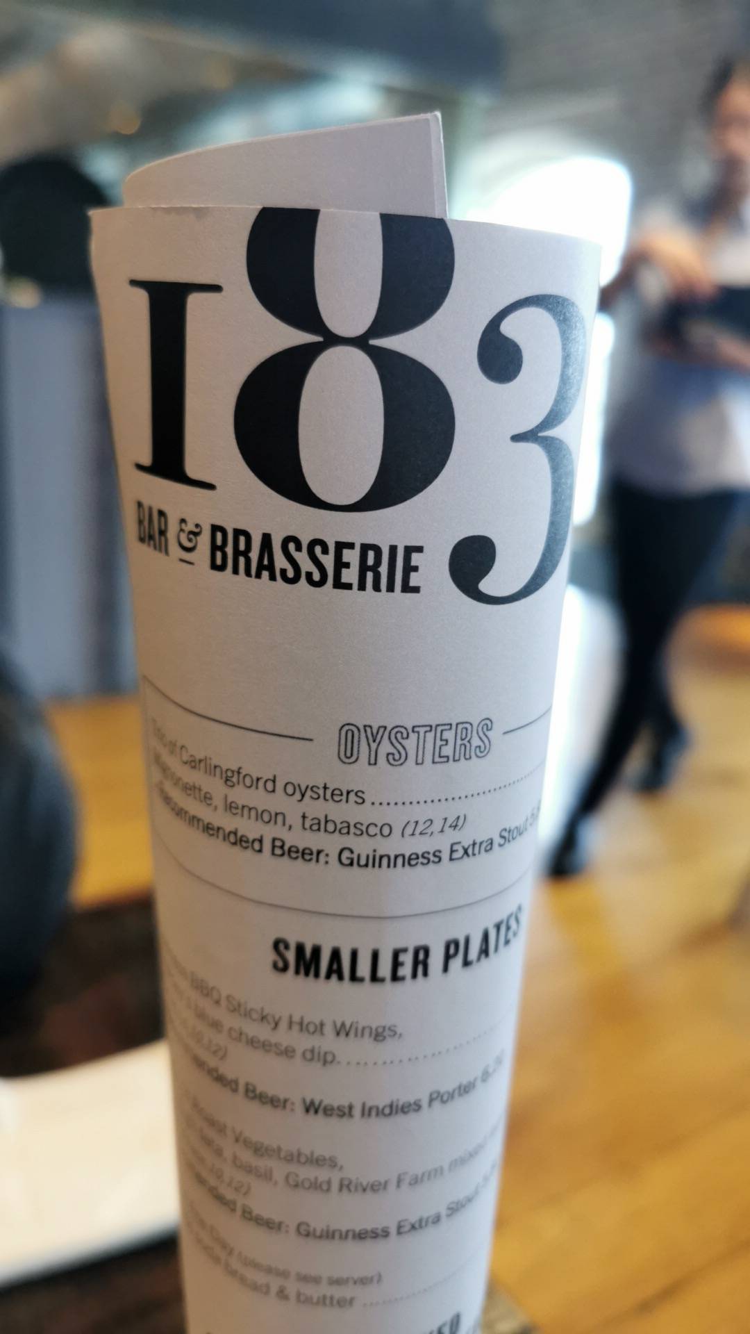 Menu At 1837 Bar And Brasserie At Guinness Storehouse Dublin 