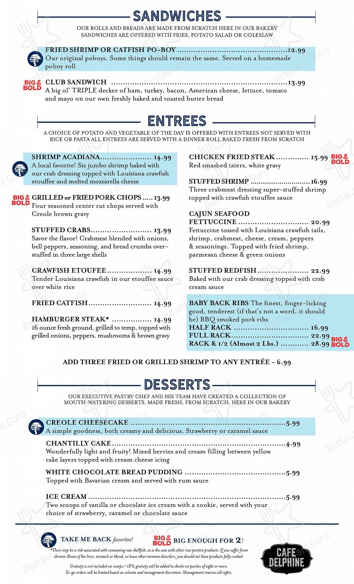 Menu at Cafe Delphine, Charenton