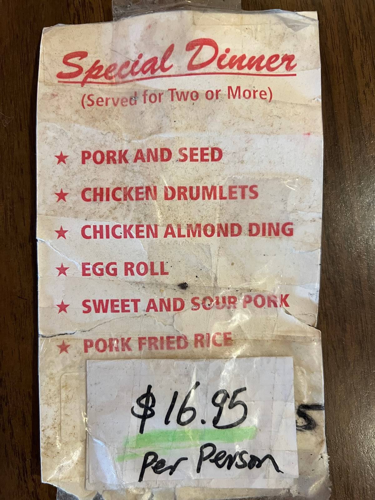 Menu at Golden Star Restaurant, Boise