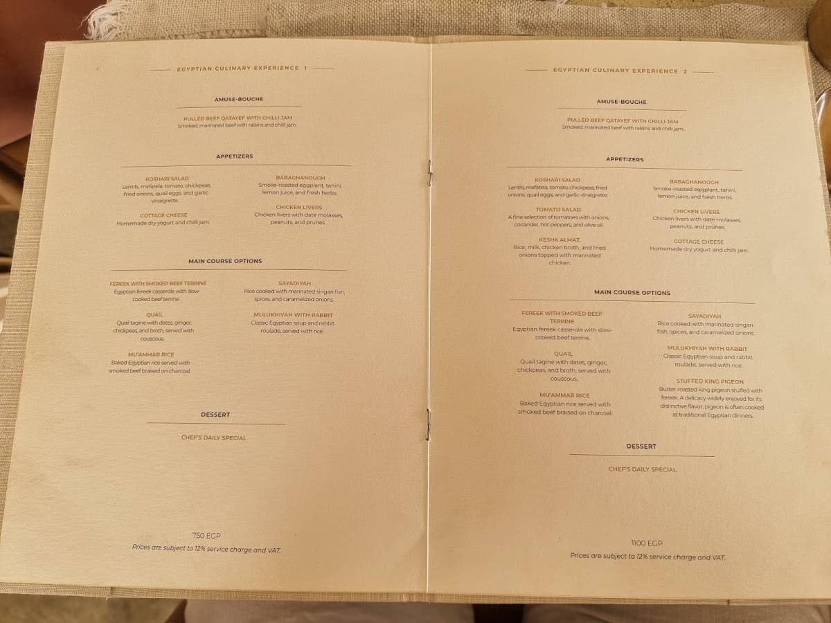 Menu At Khufu S Restaurant Giza