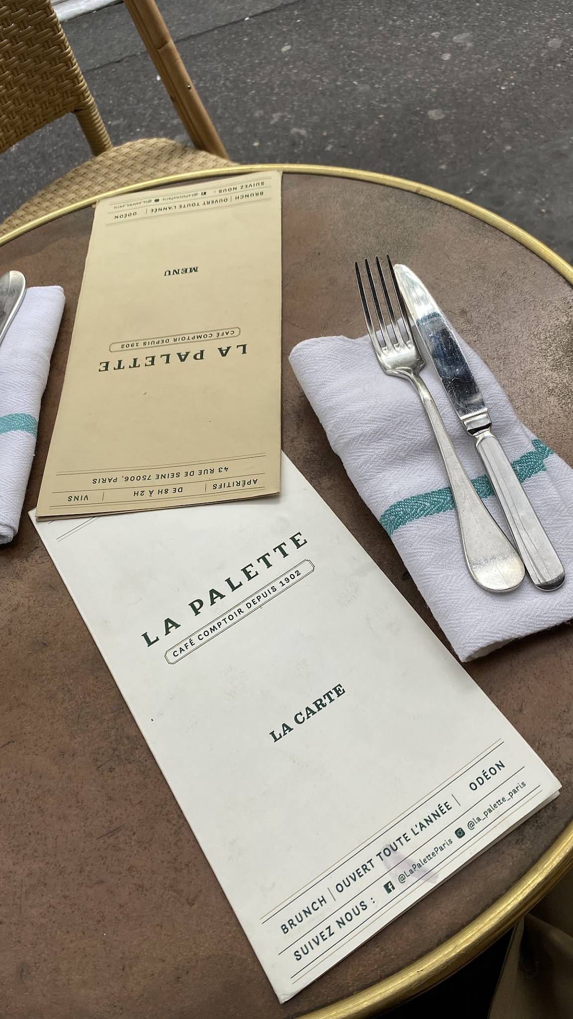 Menu at La Palette restaurant, Paris, 43 Rue de Seine