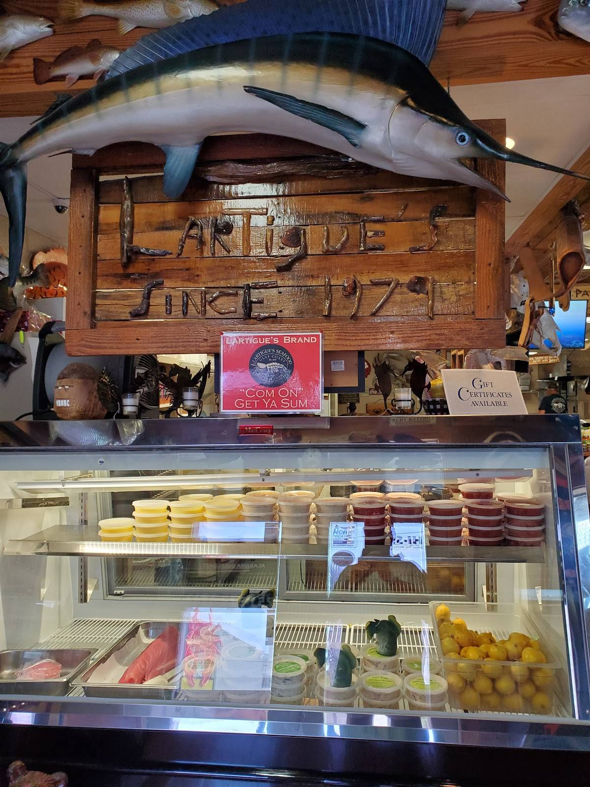 Menu at Lartigue's Original Fresh Seafood Market restaurant, Orange Beach