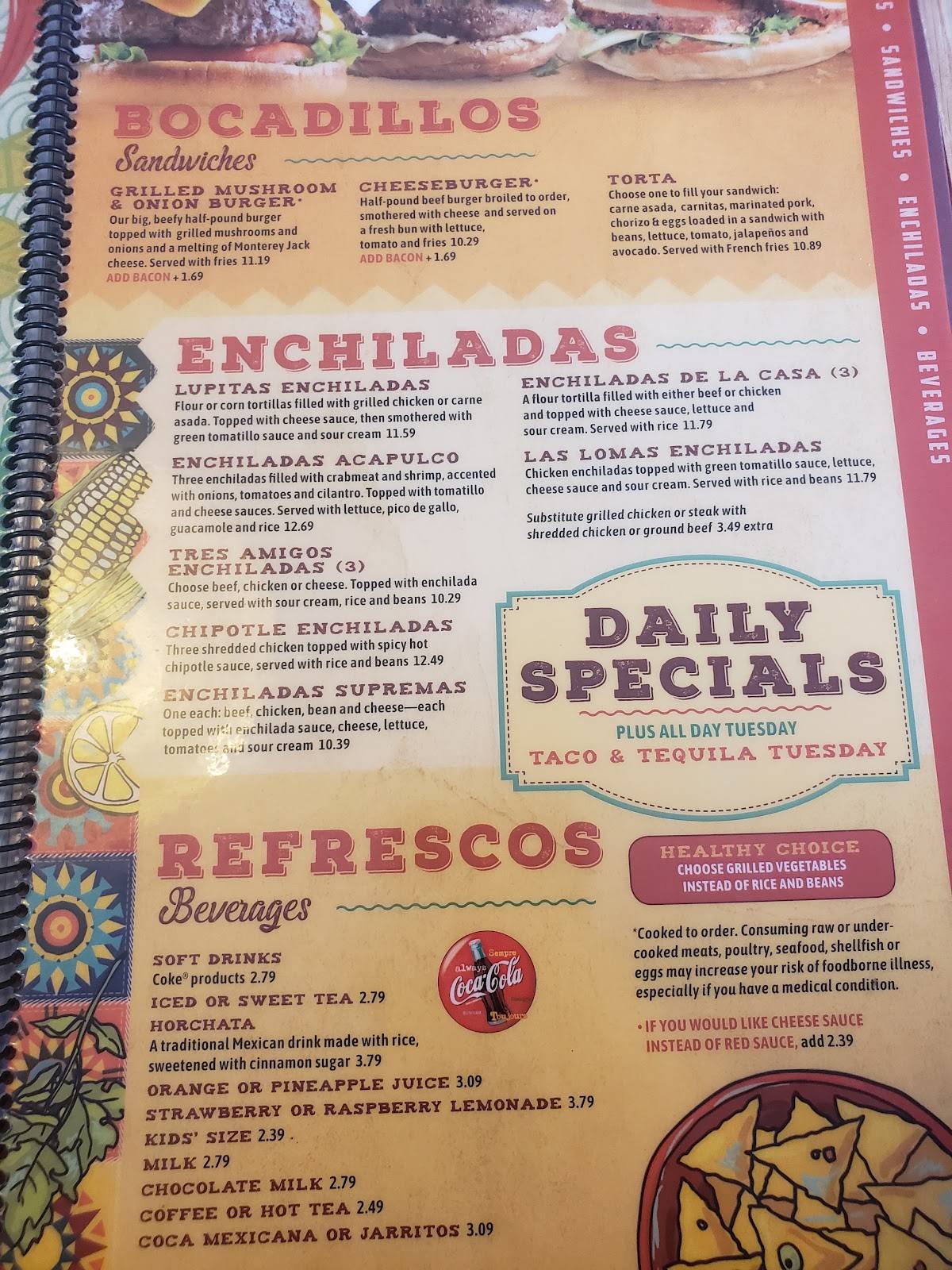 Menu at Las Lomas restaurant, Fort Wayne, Fairfield Ave 29