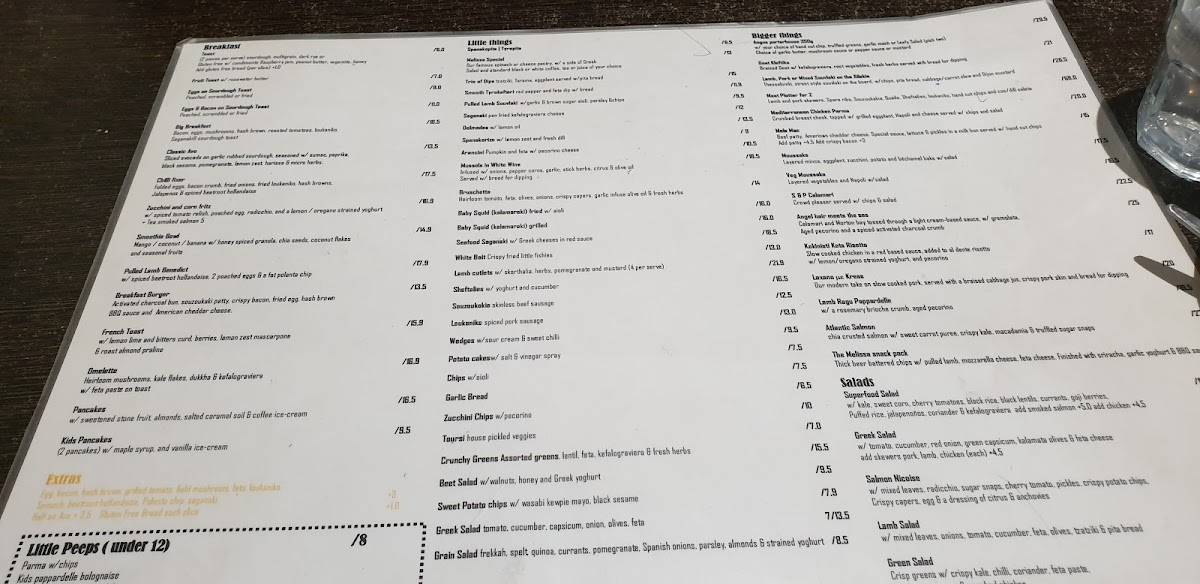 Menu at Melissa Cakes Cafe Bar., Templestowe