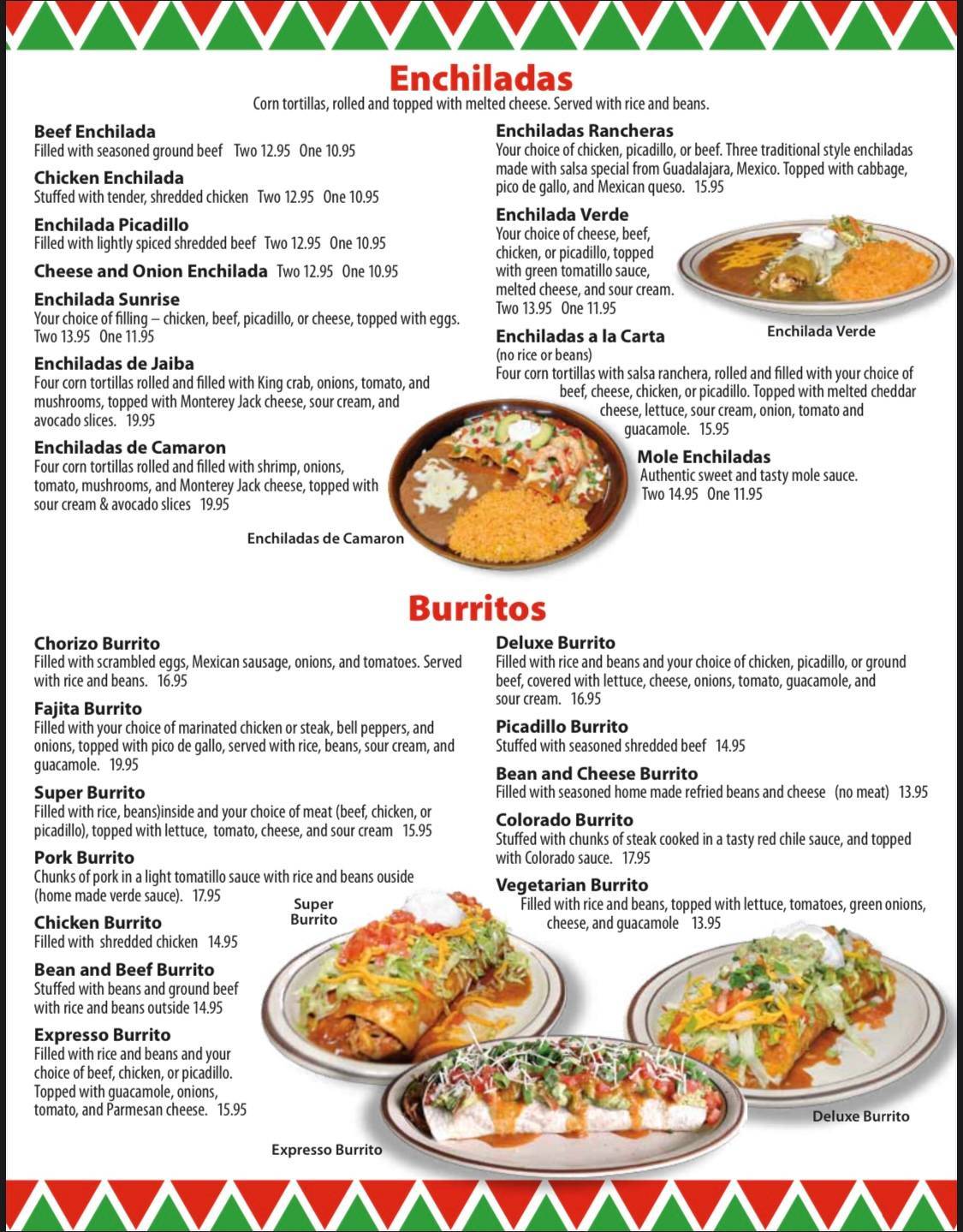 Menu at La Presa Mexican Restaurant Airway Heights, Airway Heights