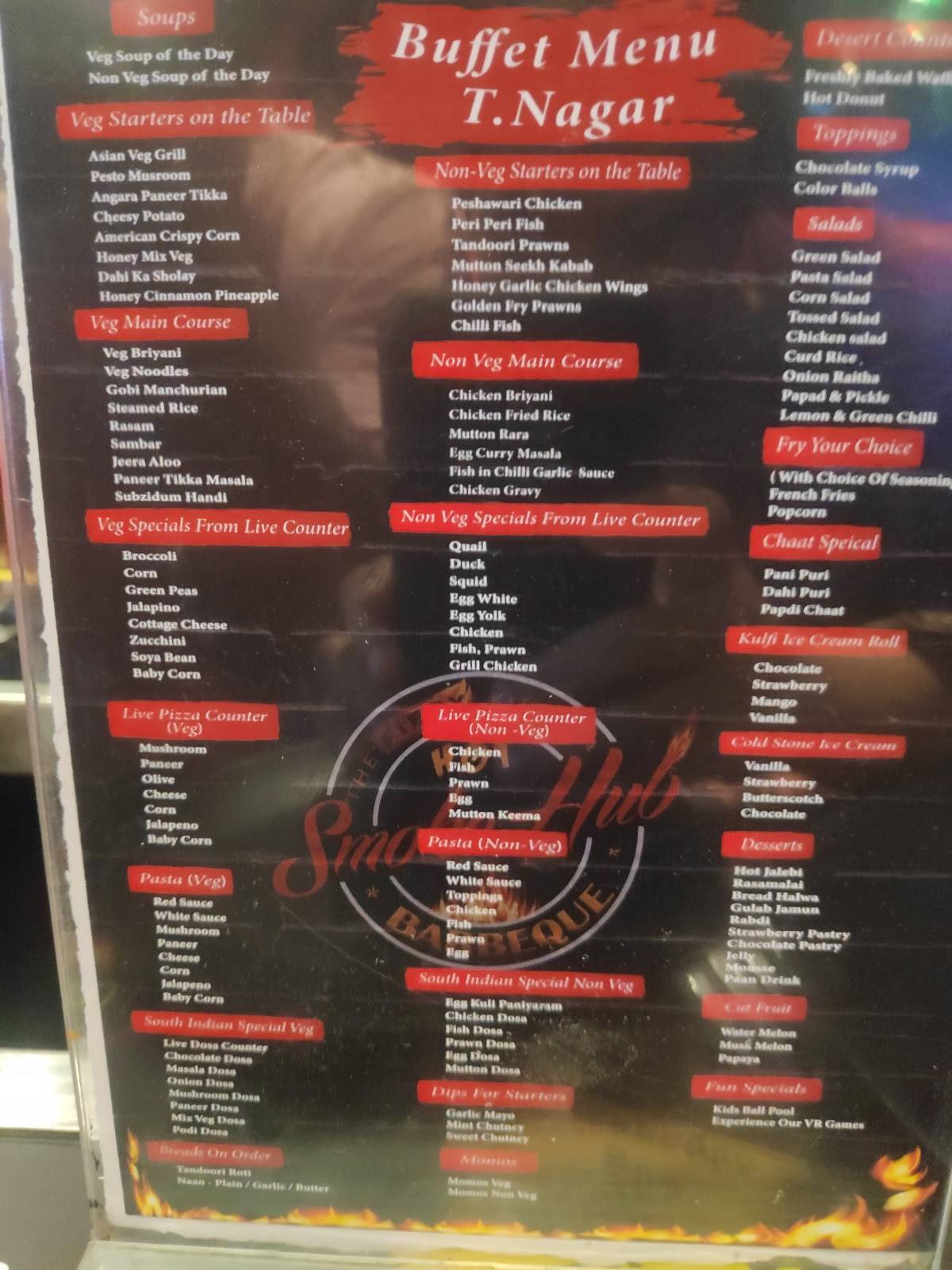 Menu at SMOKE HUB BARBEQUE T.NAGAR, Chennai