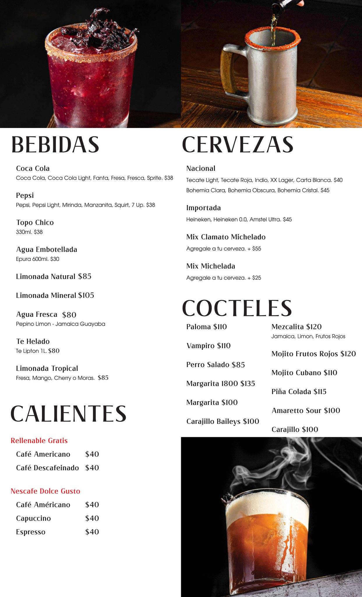 Menu at Tierra Bendita restaurant, Ciudad Acuña