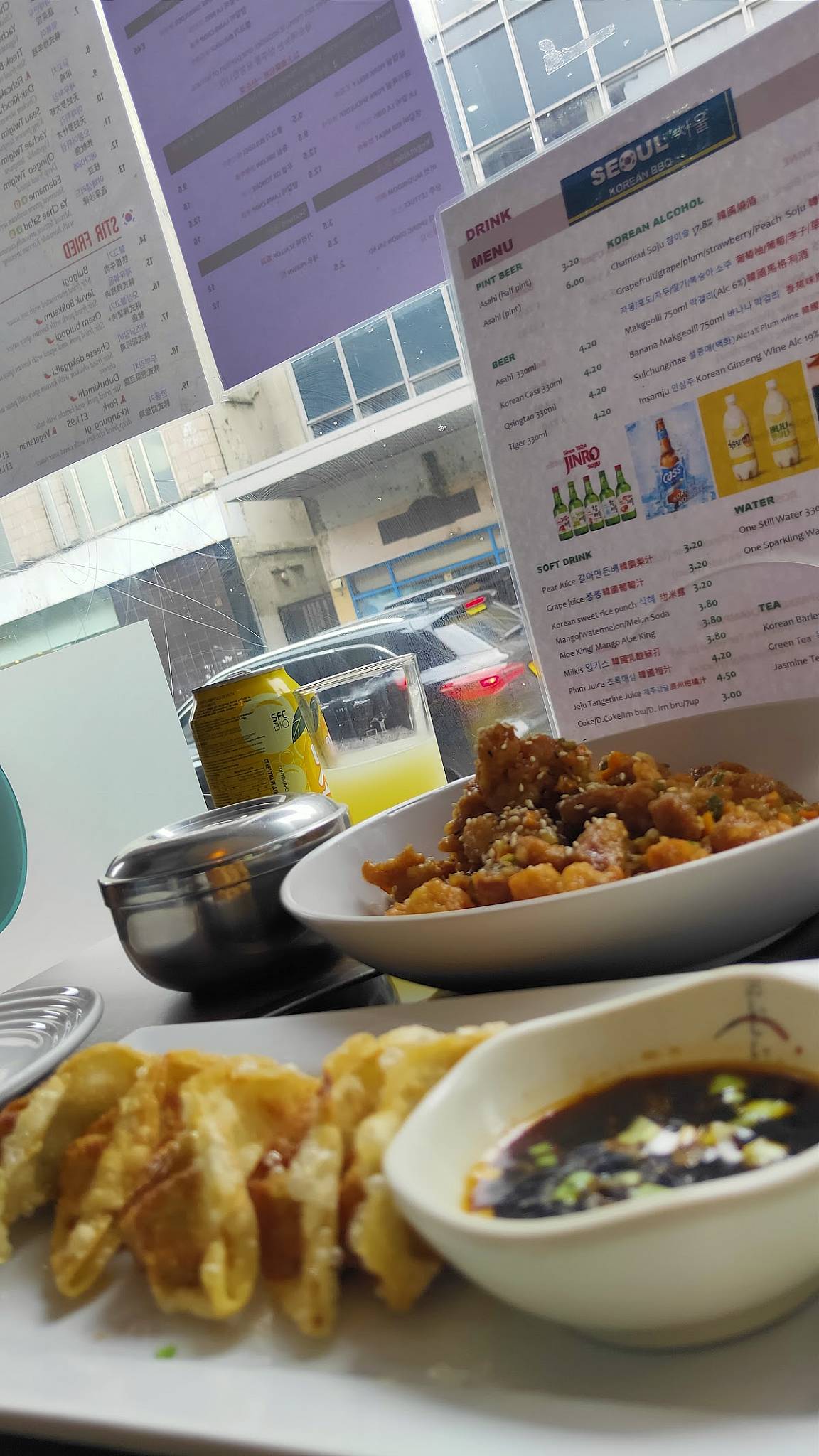 Menu at Seoul Korean BBQ, Glasgow
