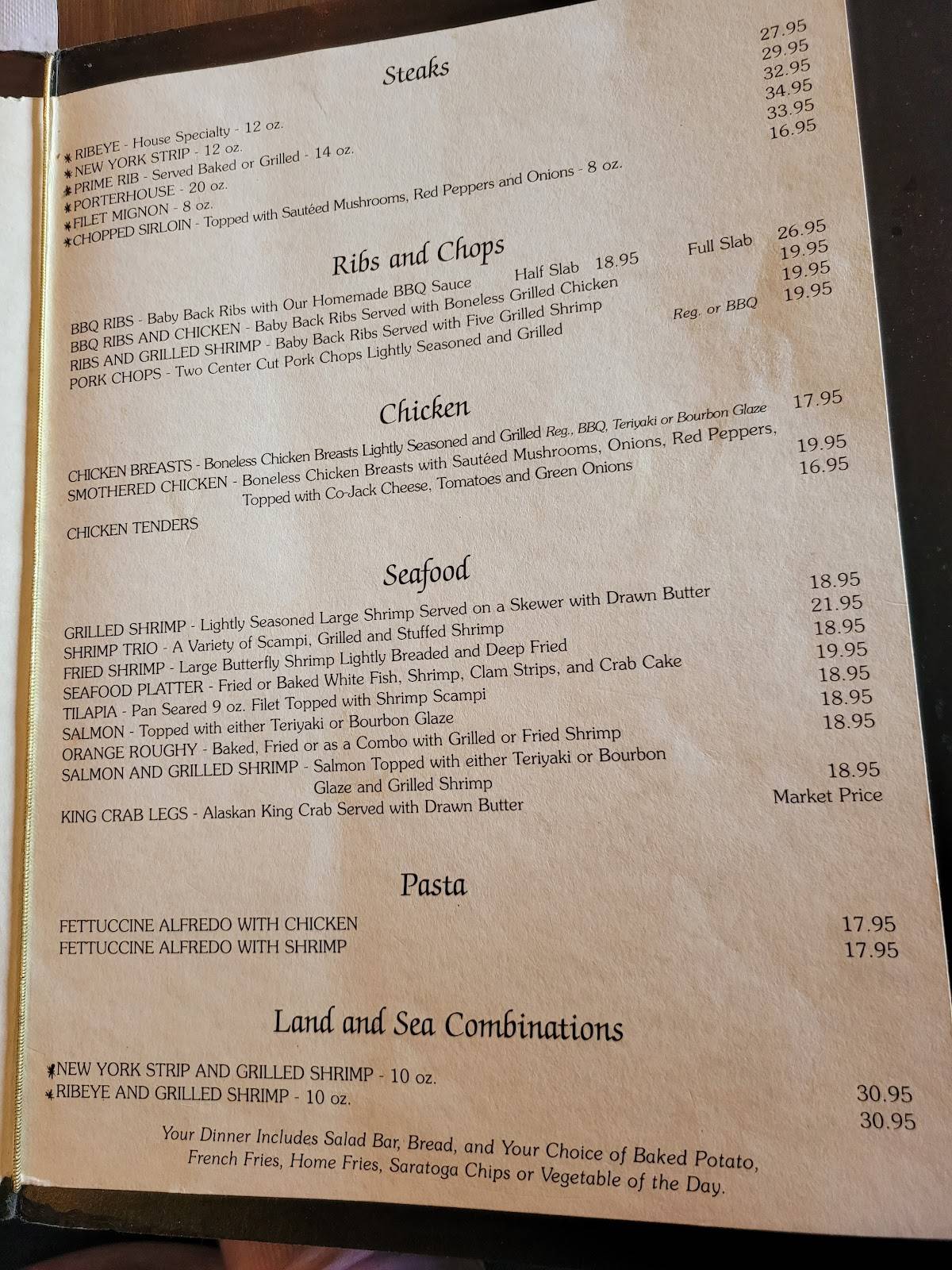 Menu at Spillway Lodge pub & bar, USA, 623 Old State Rd