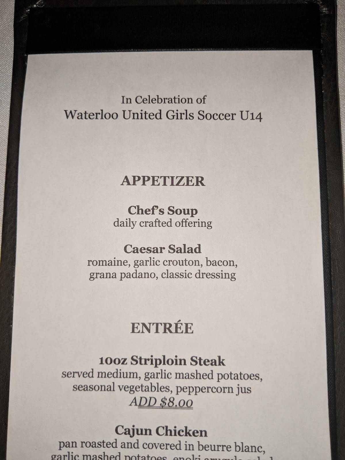 Menu at Charcoal Steak House steakhouse, Kitchener