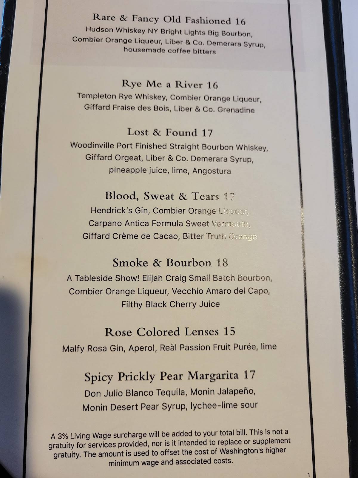 Menu at Stanley & Seafort's steakhouse, Tacoma, 115 E 34th St