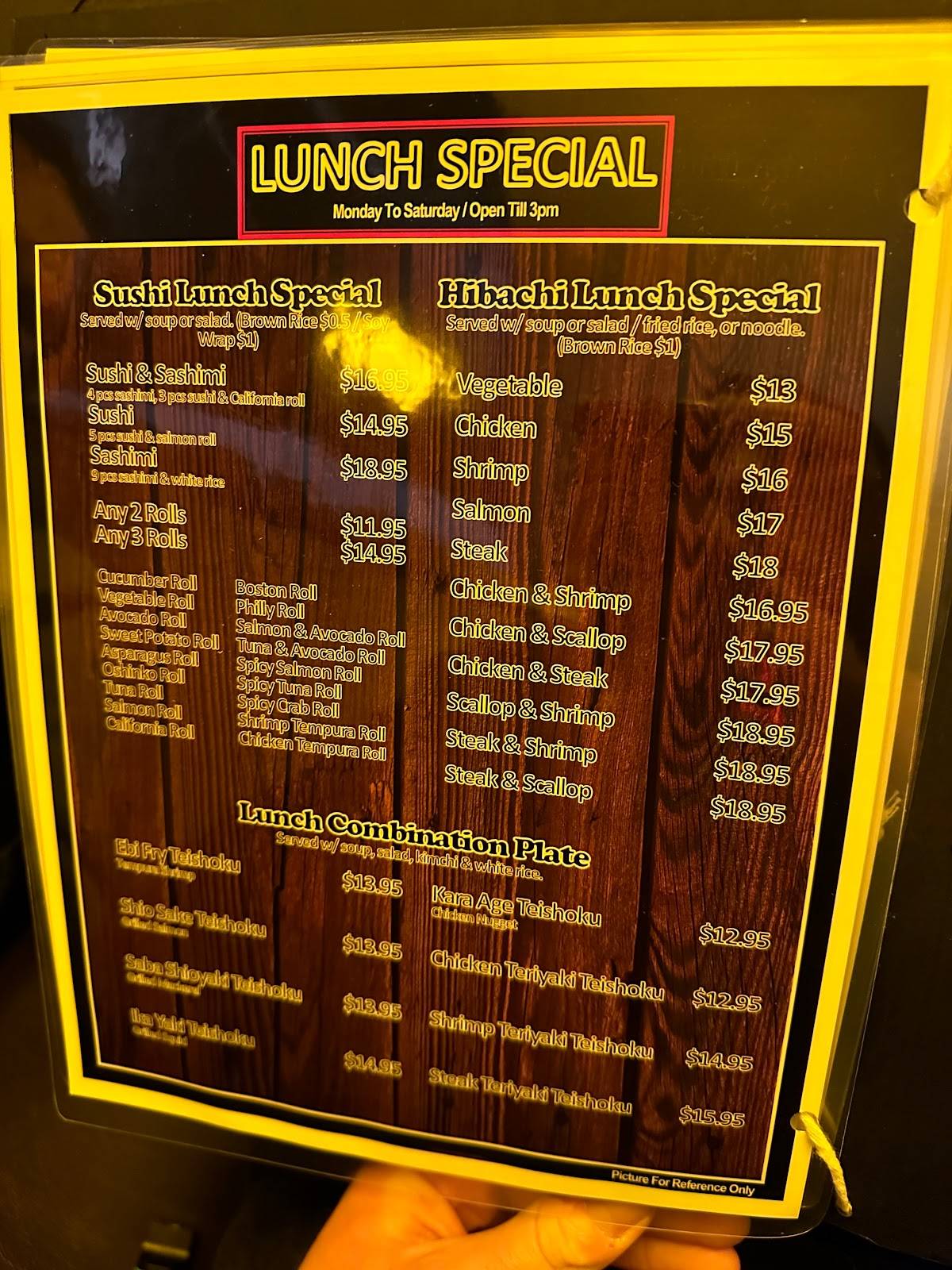 Menu at Taisho Hertel restaurant, Buffalo