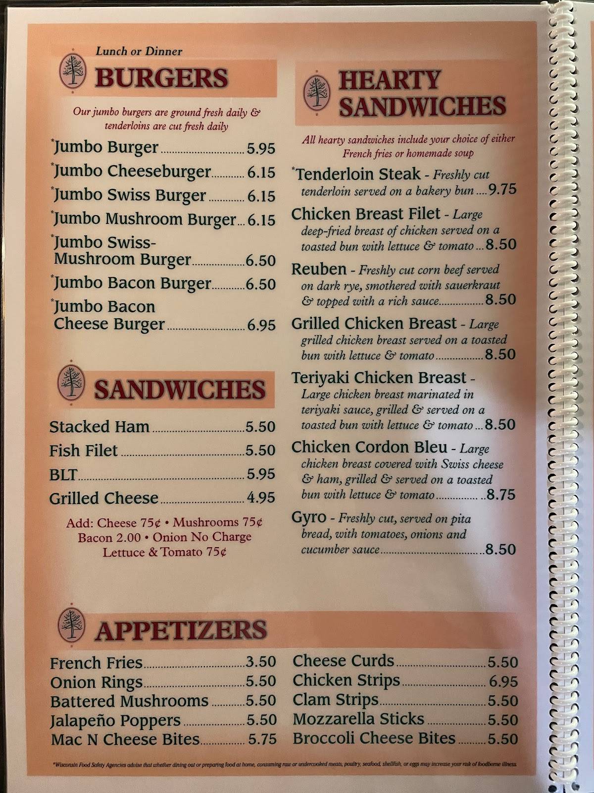 Menu at Tamarack Pizza pizzeria, Portage