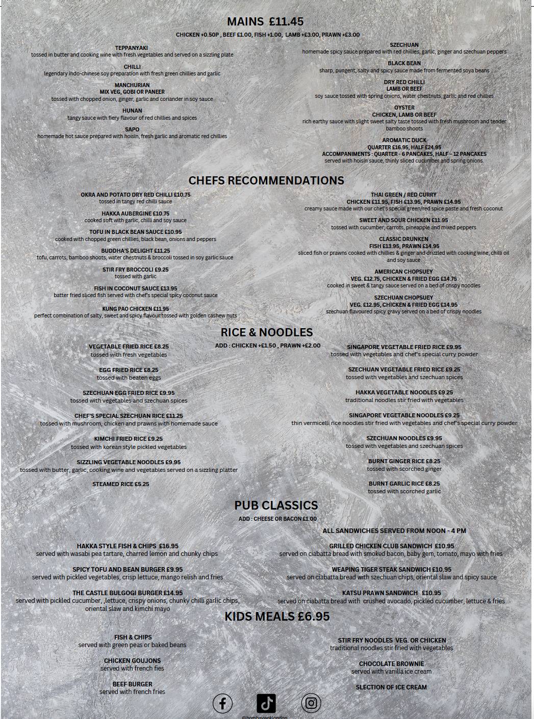 Menu at The Castle Inn- Pub & Dining, Ottershaw, 222 Brox Rd