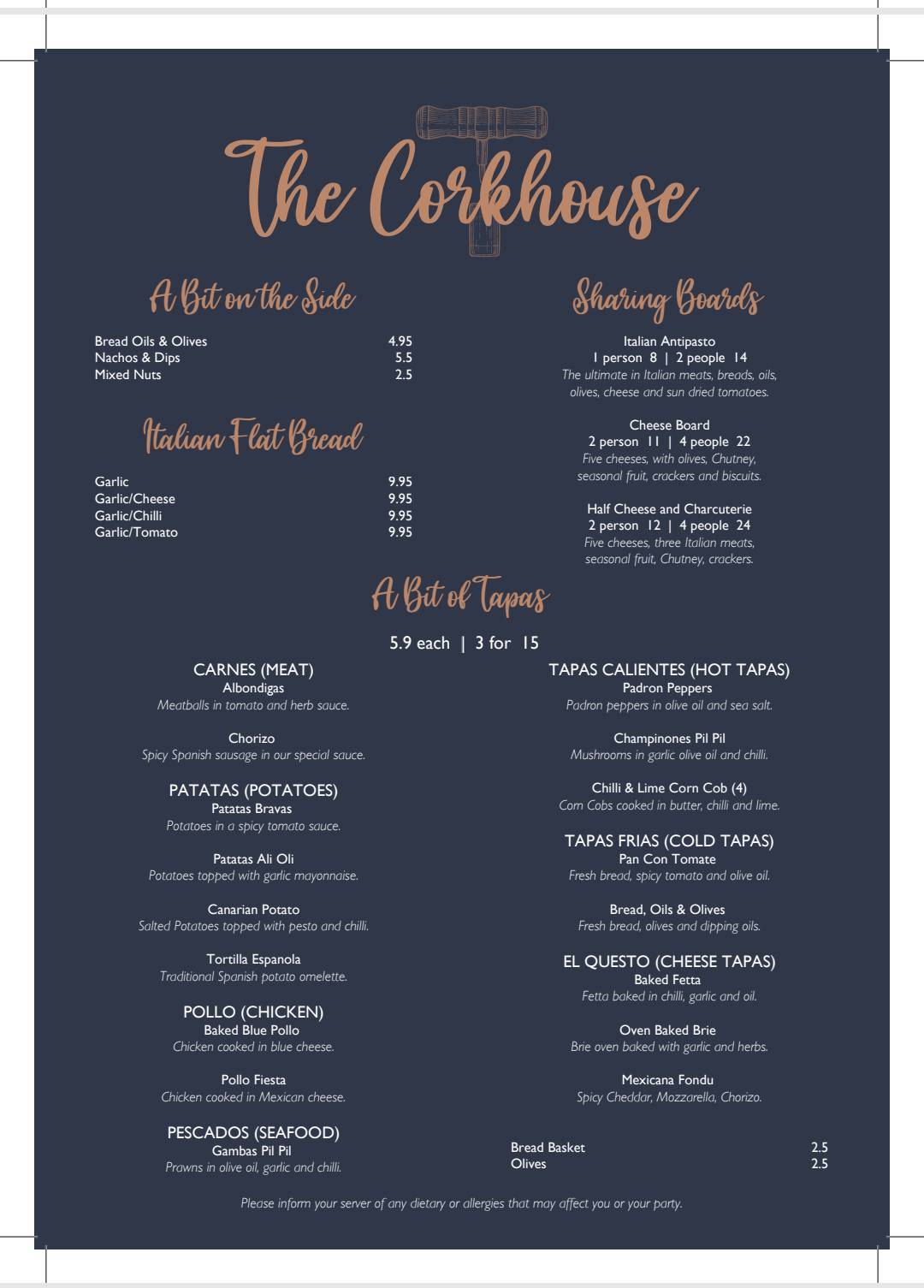 Menu at The Corkhouse pub & bar, Burnley