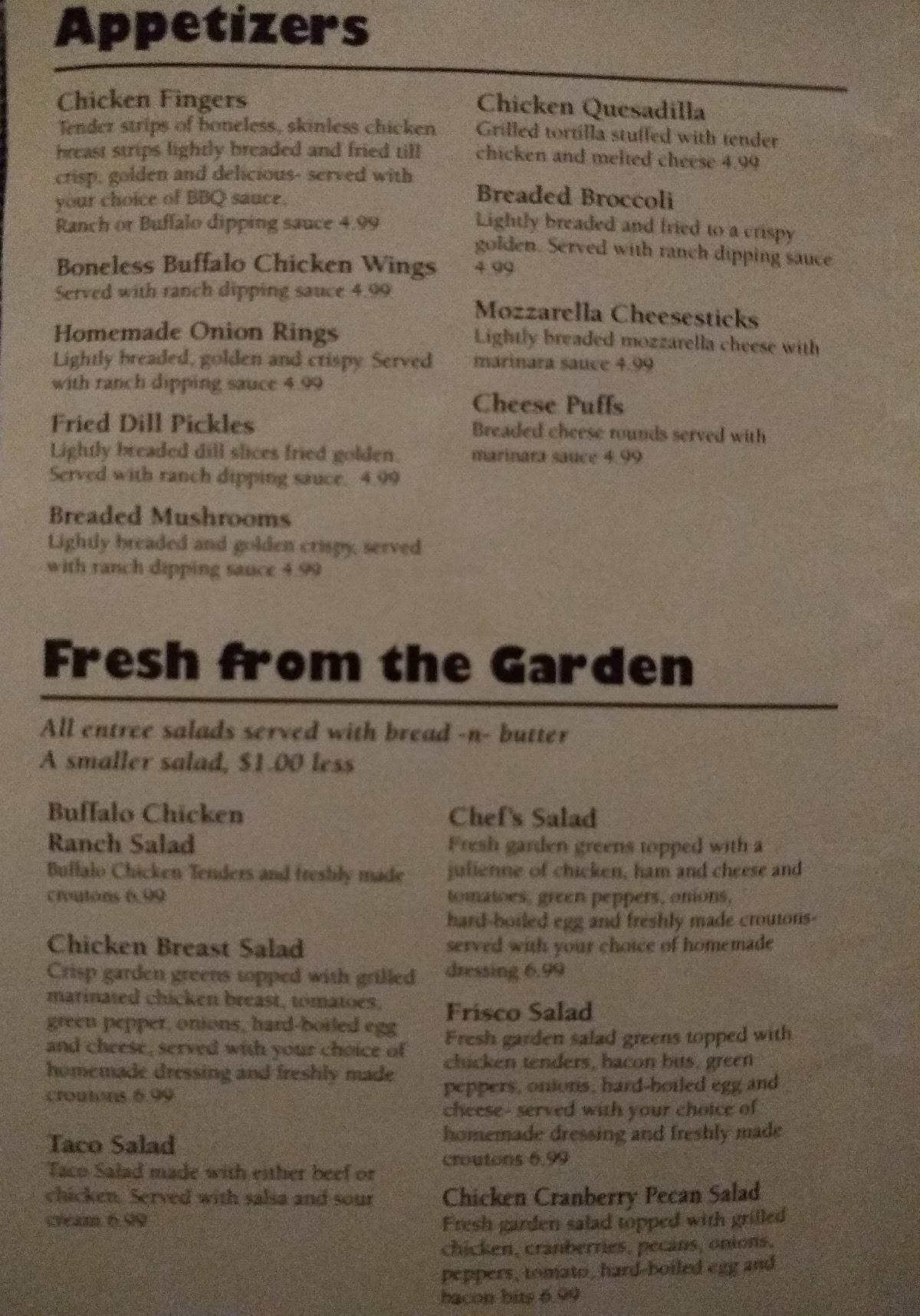 Menu at The Golden Pancake House restaurant, Centralia