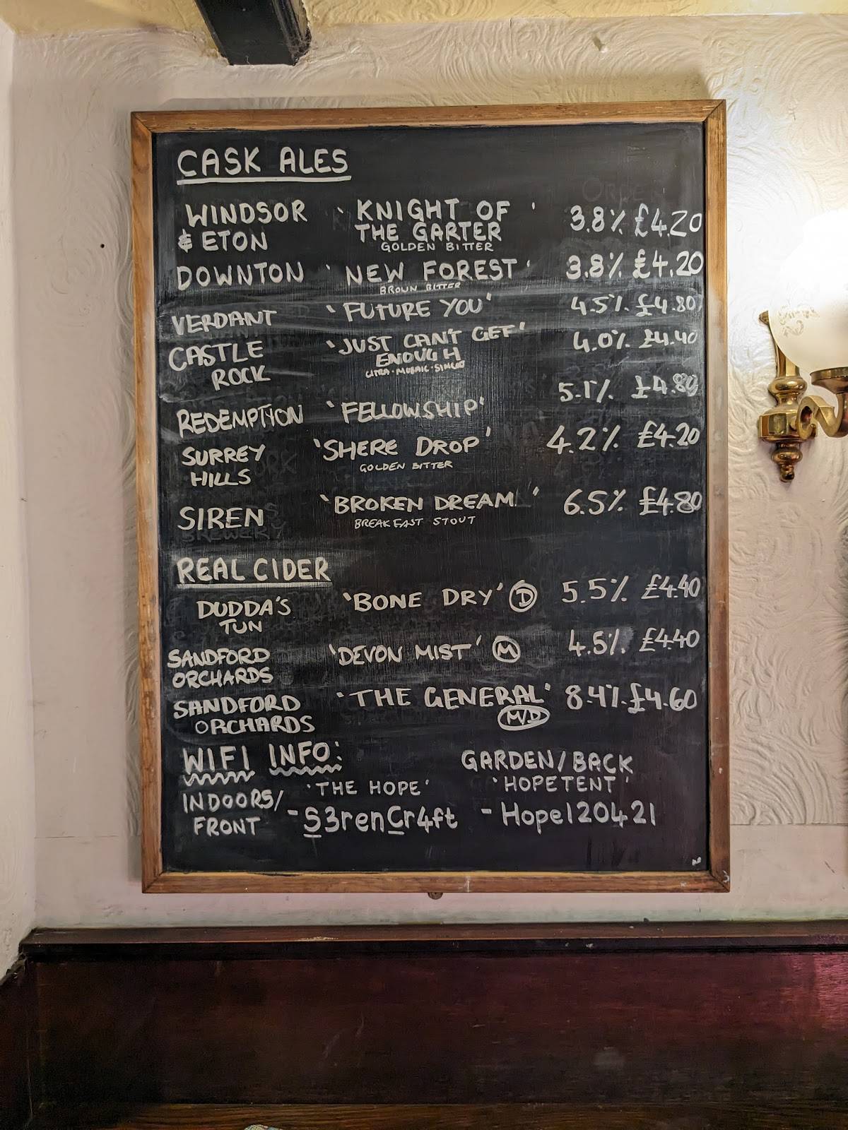 Menu at The Hope pub & bar, Carshalton, 48 West St