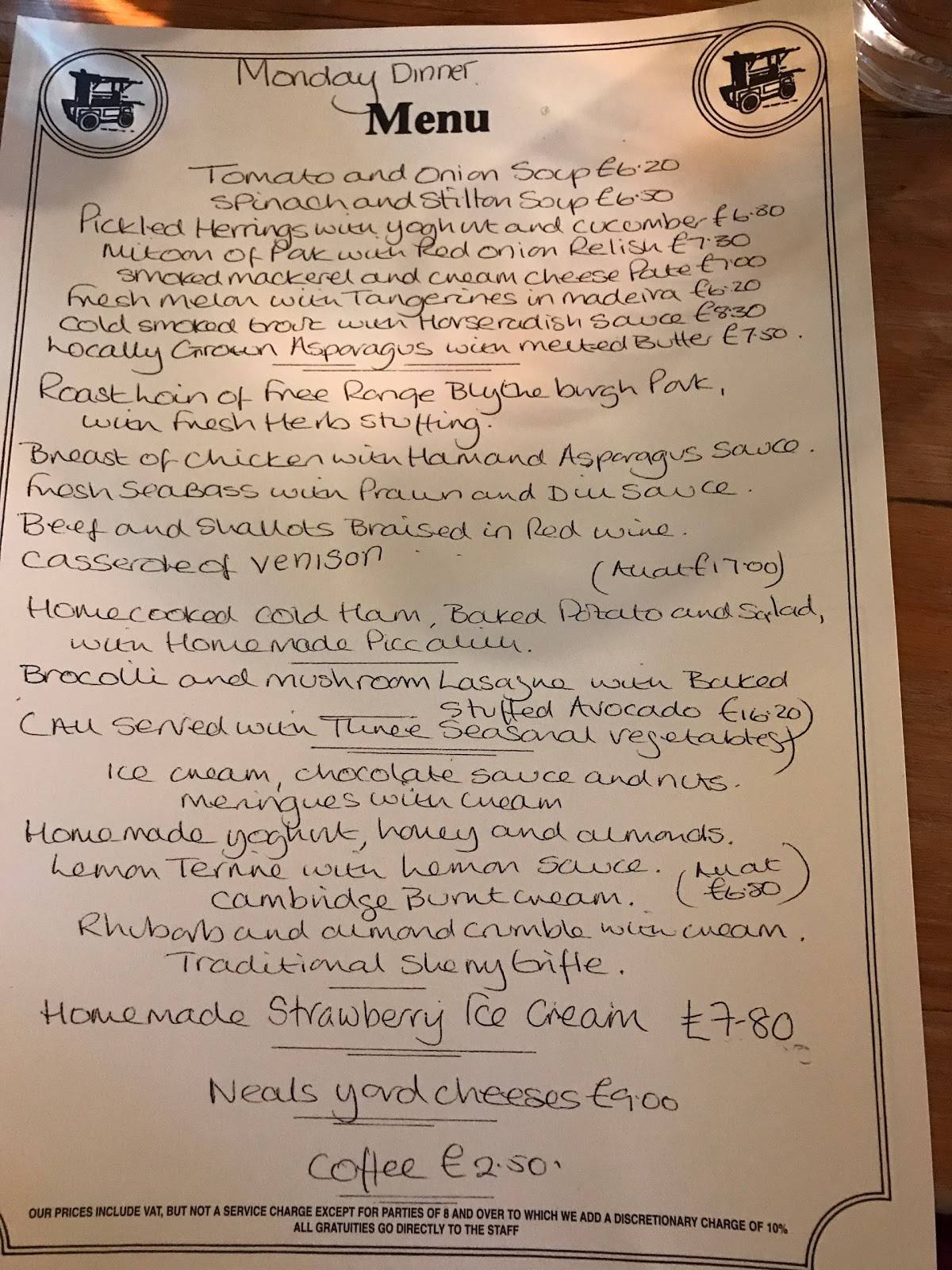 Menu at The Old Fire Engine House restaurant, Ely