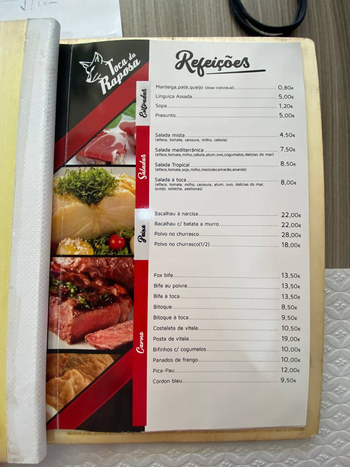 Menu Em Toca Da Raposa Restaurante Chaves