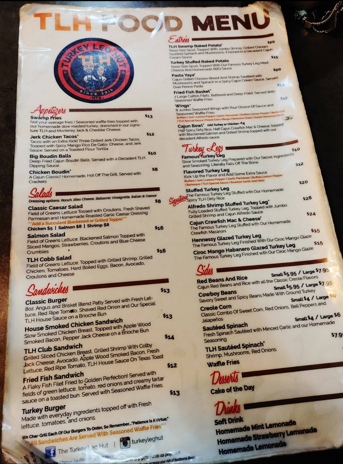 Menu at Turkey Leg Hut restaurant, Houston, Almeda Rd suite A/B