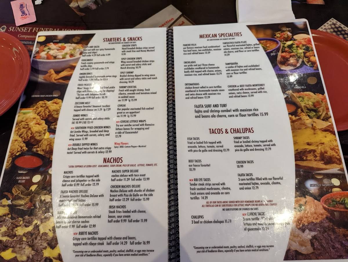 Menu at Vermillion Restaurant and Watering Hole, Brownsville