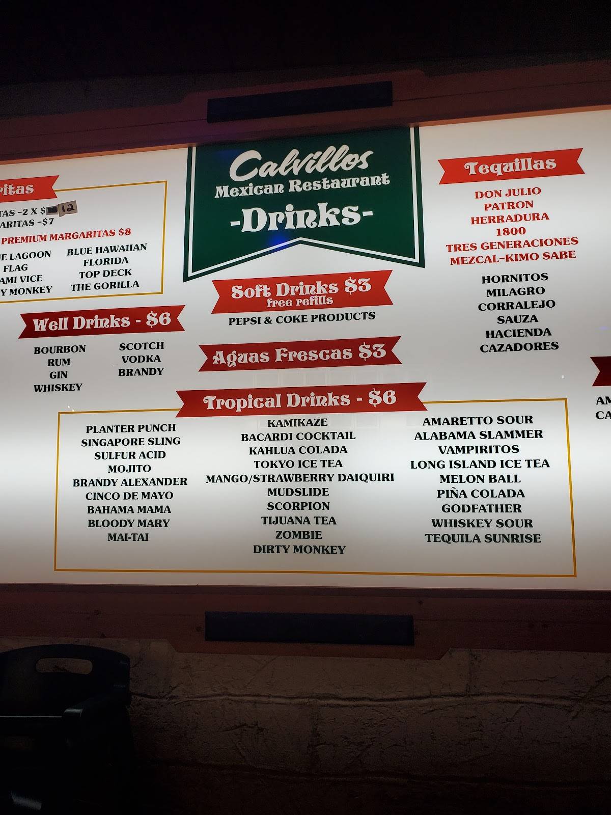 Menu at Calvillo's Mexican Restaurant, Alamosa