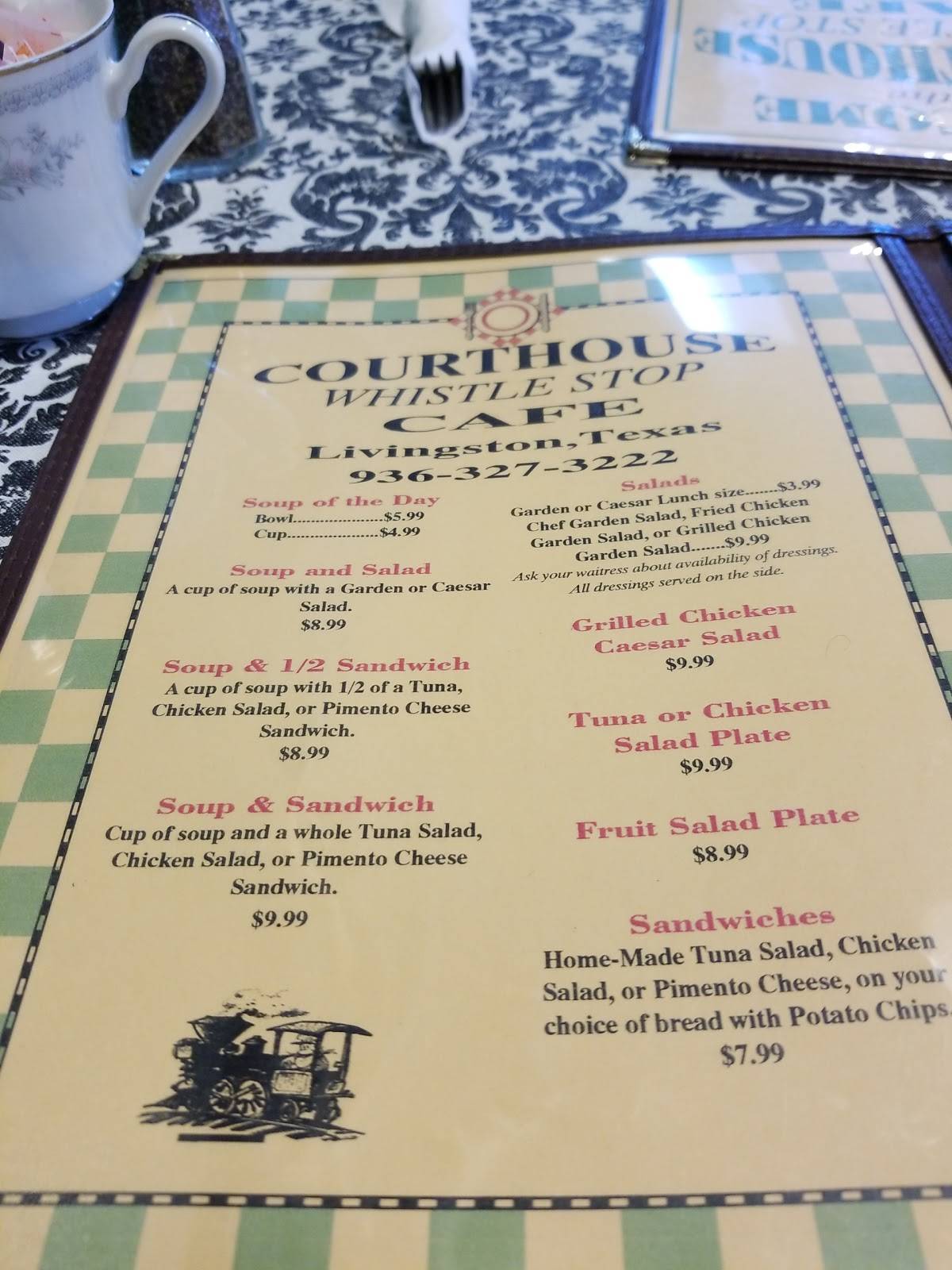 Menu at Courthouse Whistle Stop restaurant, Livingston