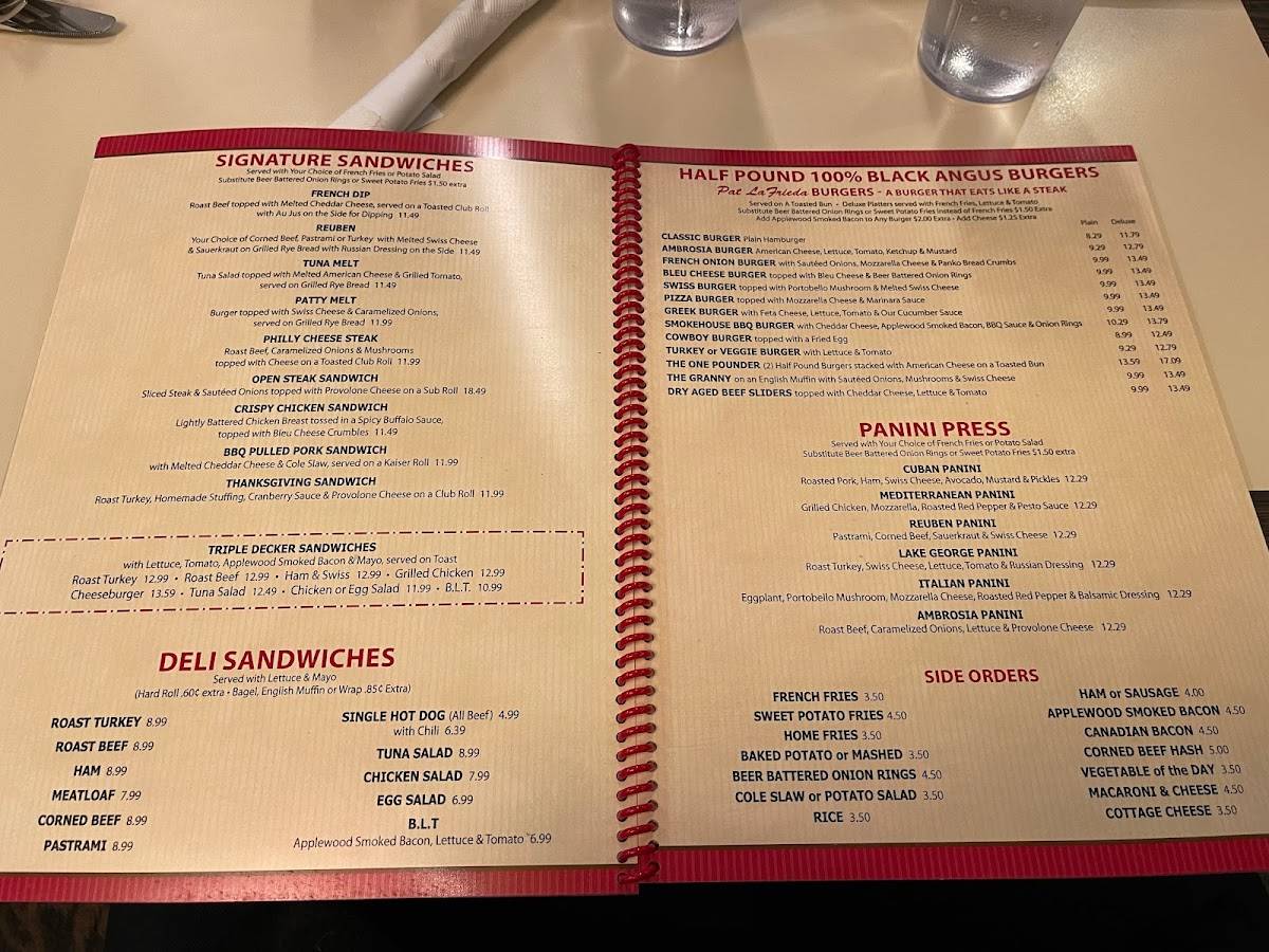 Menu at Ambrosia Diner restaurant, Queensbury, 518 Aviation Rd