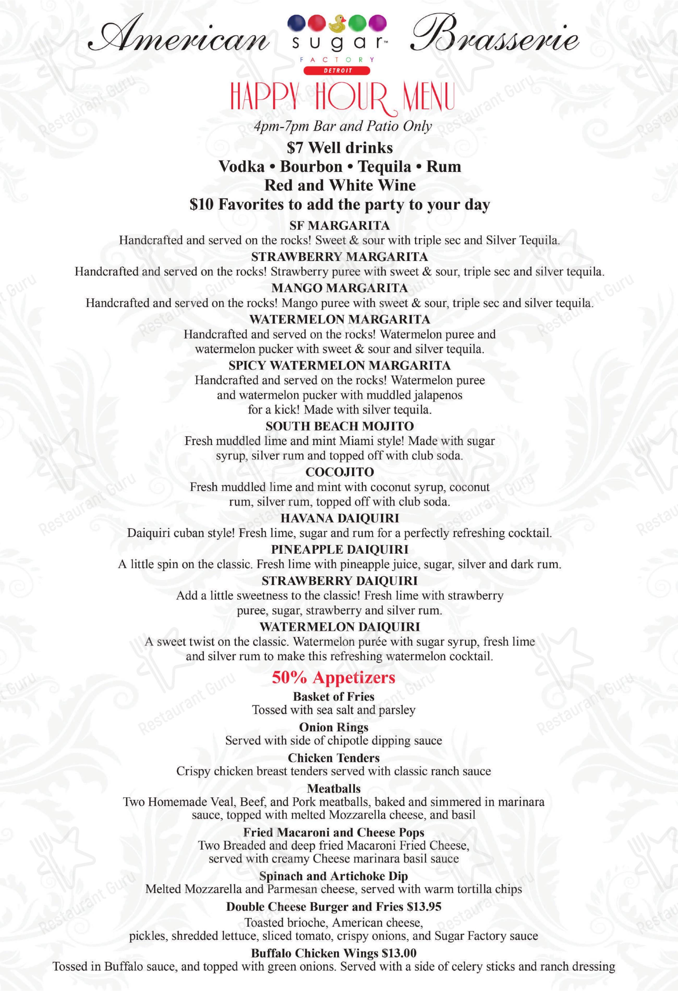Menu at Sugar Factory Atlantic City desserts, Atlantic City