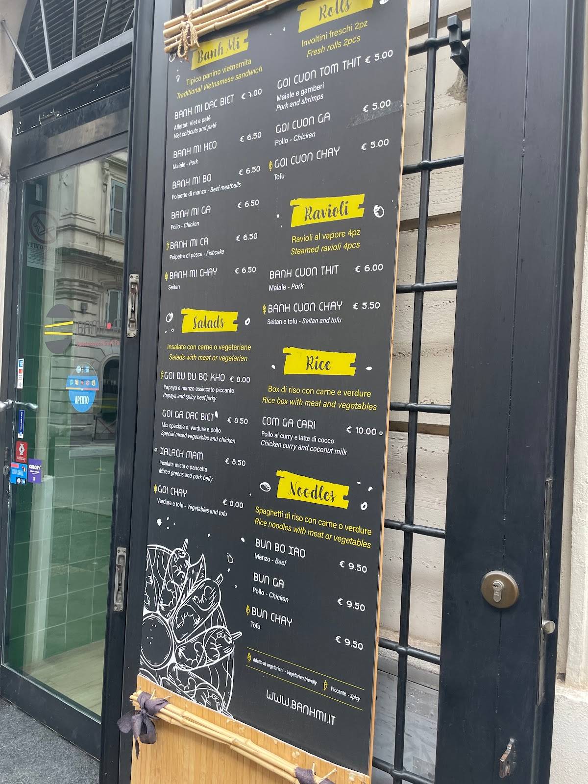 Carta del restaurante BANH MI, Roma