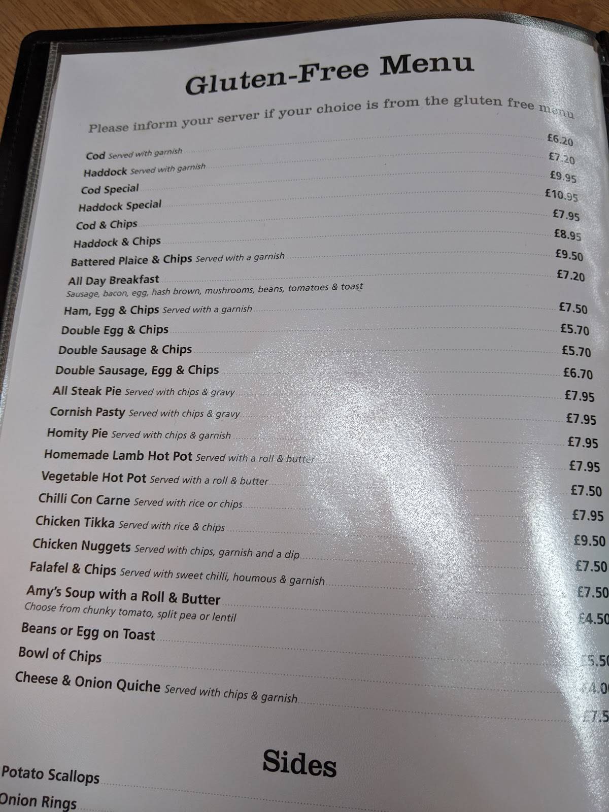 Menu at Barnacles Fish & Chips, Llandudno