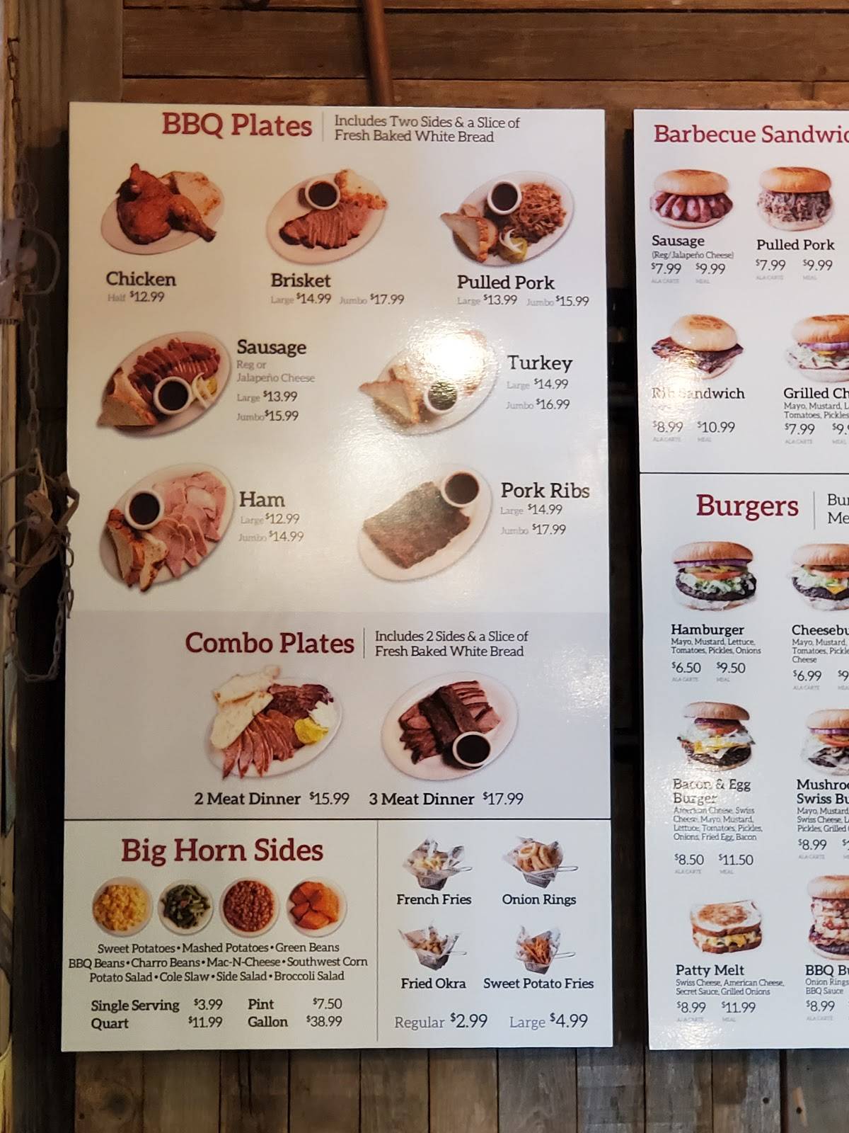 Menu at Big Horn BBQ, Pearland