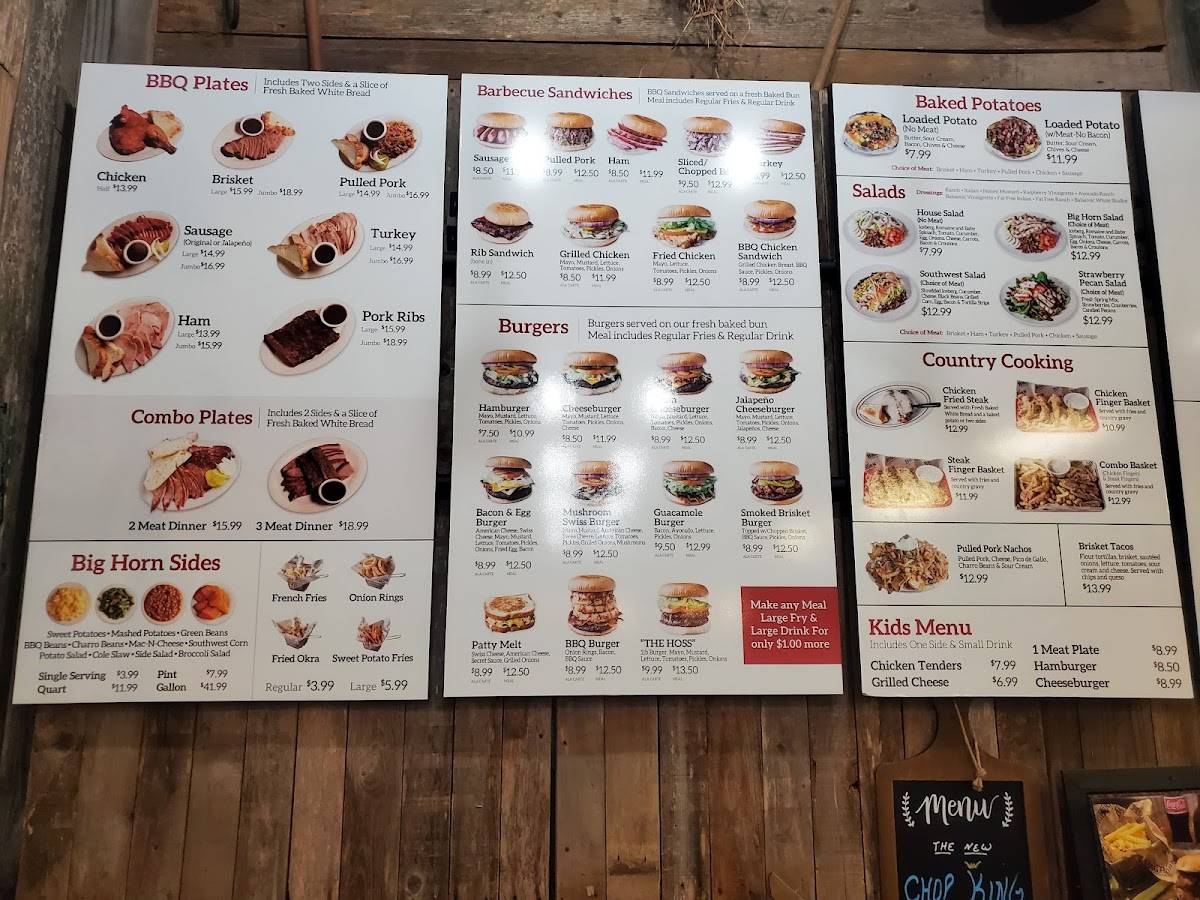 Menu at Big Horn BBQ, Pearland
