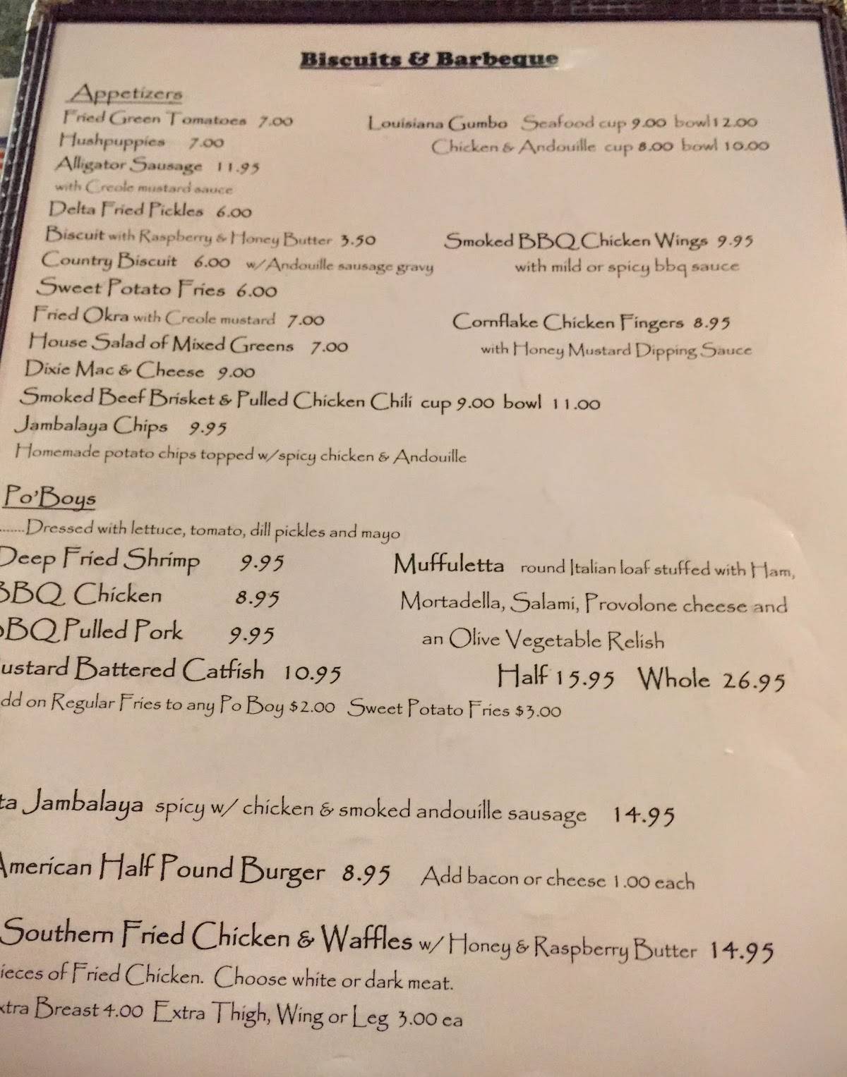 Menu at Biscuits & Barbeque, Mineola