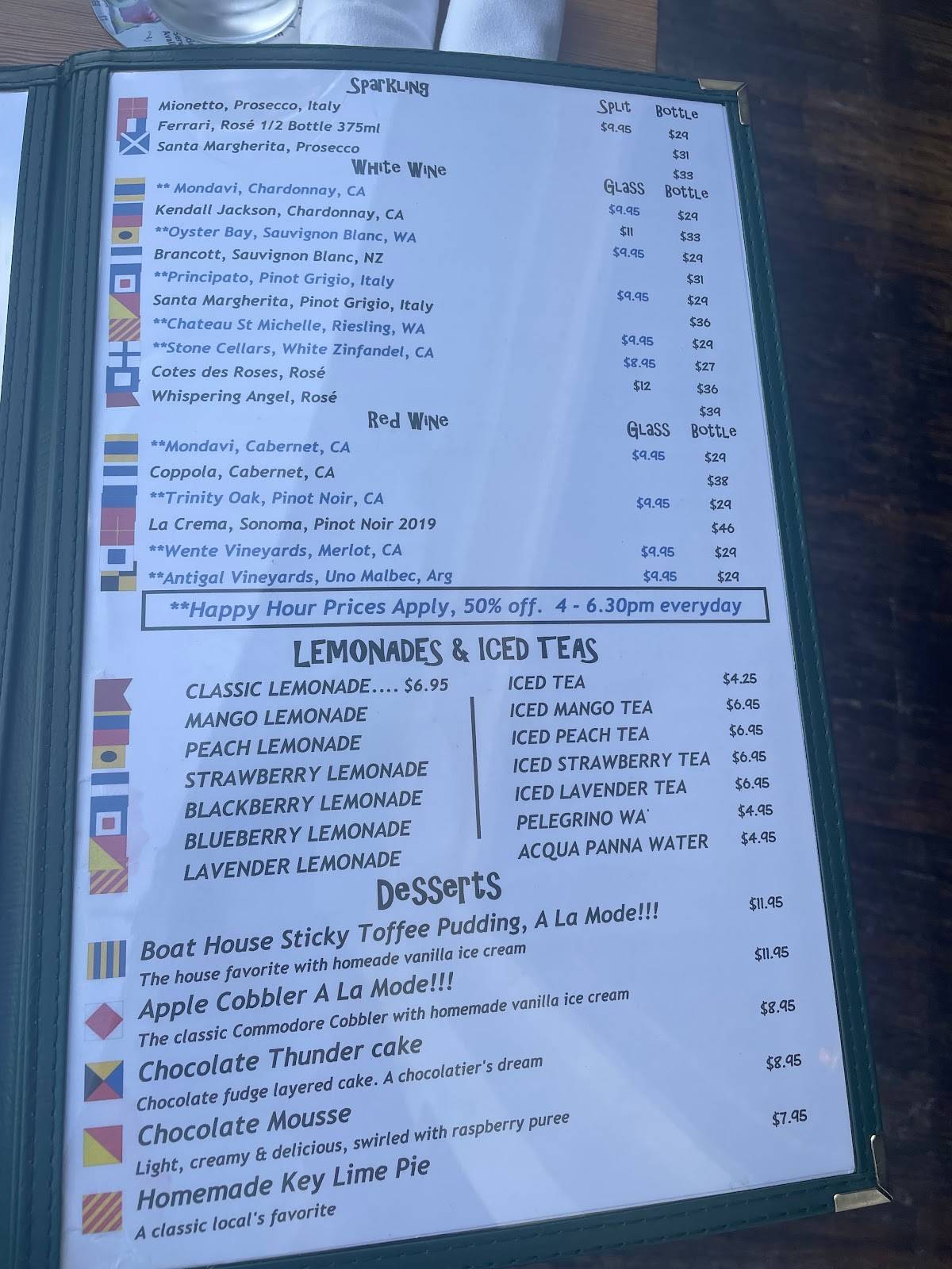 Menu at Boat House Bar & Grill, Key West, 220 Margaret Street
