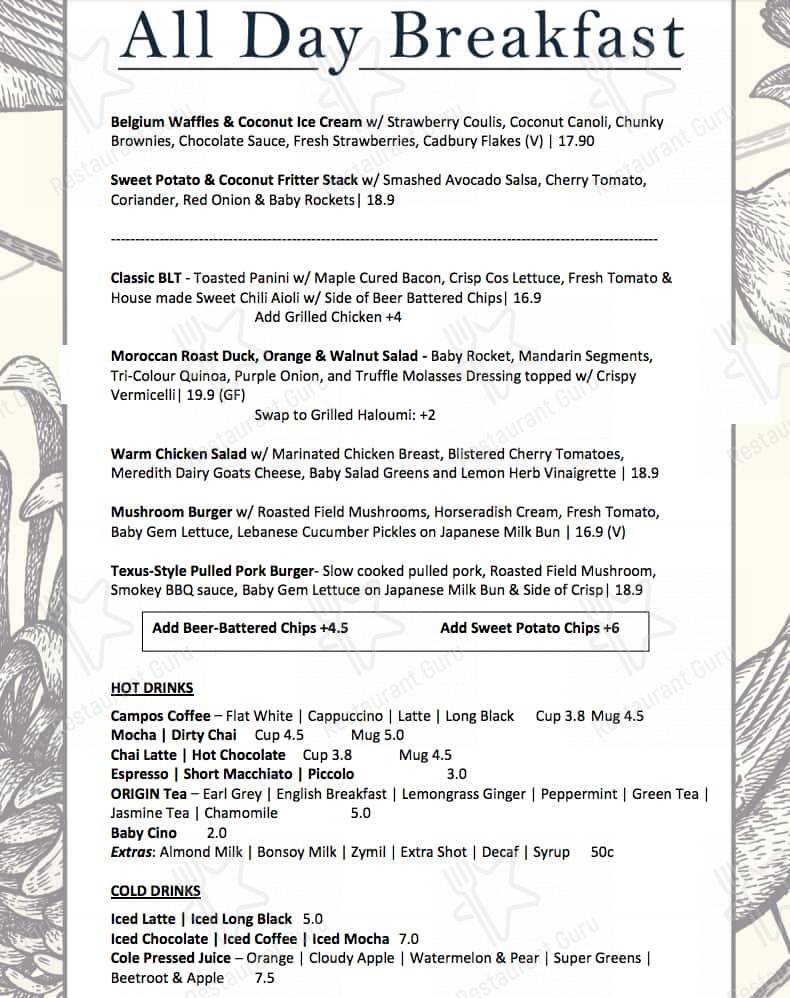 The Hamptons menu